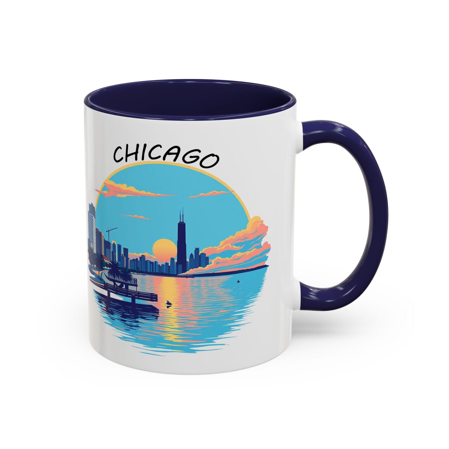Retro Chicago Sunset Accent Coffee Mug
