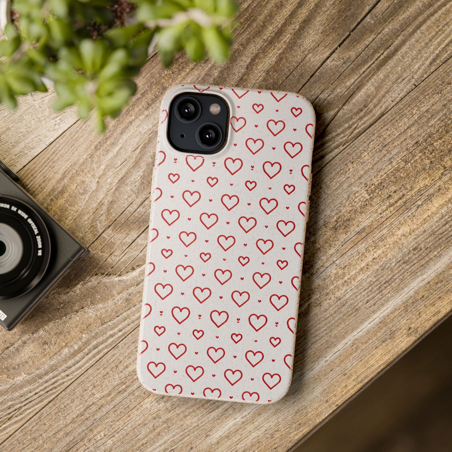 Red Hearts Print MagSafe Biodegradable Phone Case