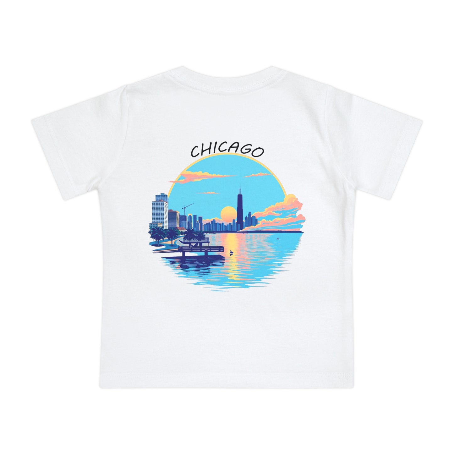Retro Chicago Sunset Unisex Baby Short Sleeve T-Shirt
