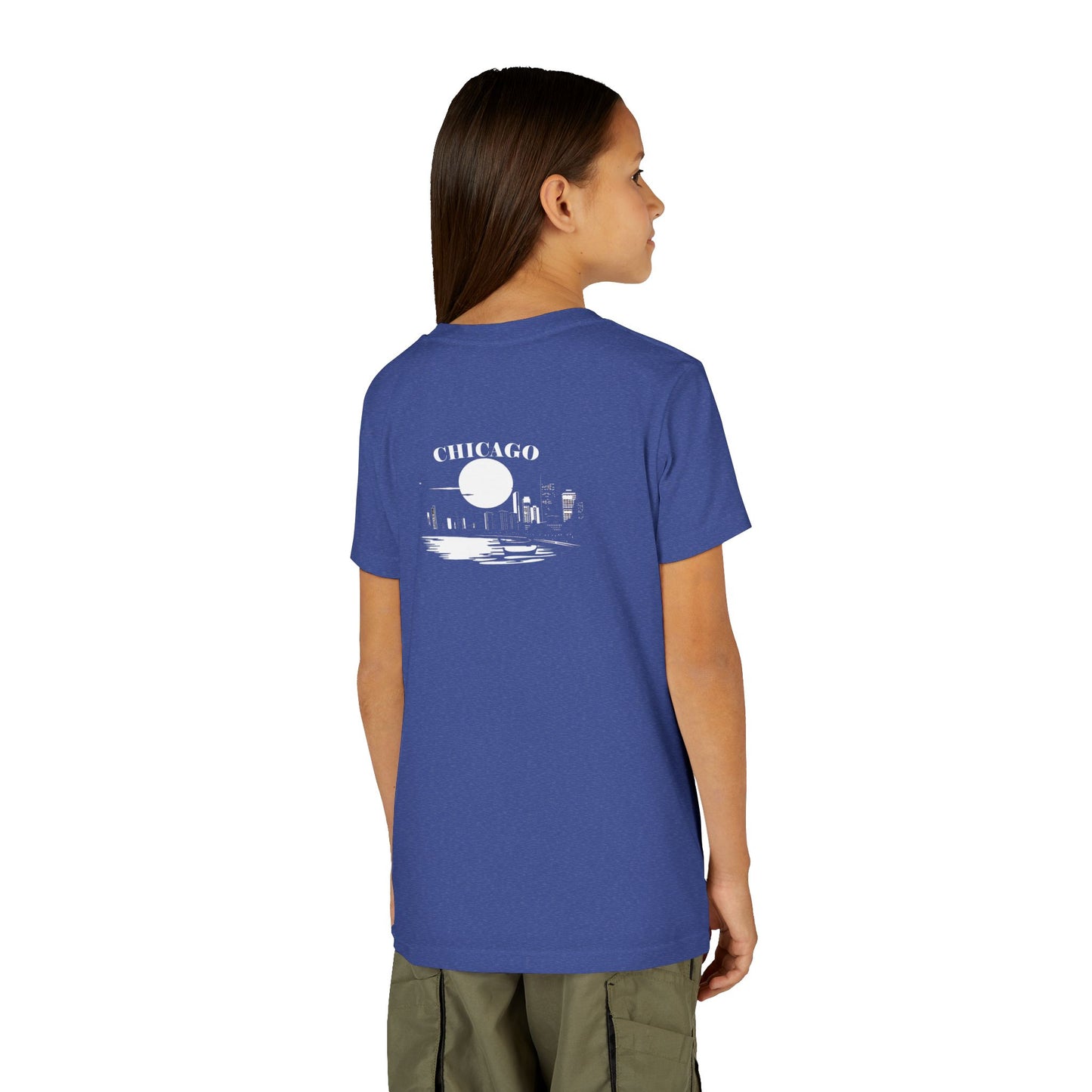 Mystery Noir Chicago Skyline Sunset Unisex Youth Short Sleeve Tee