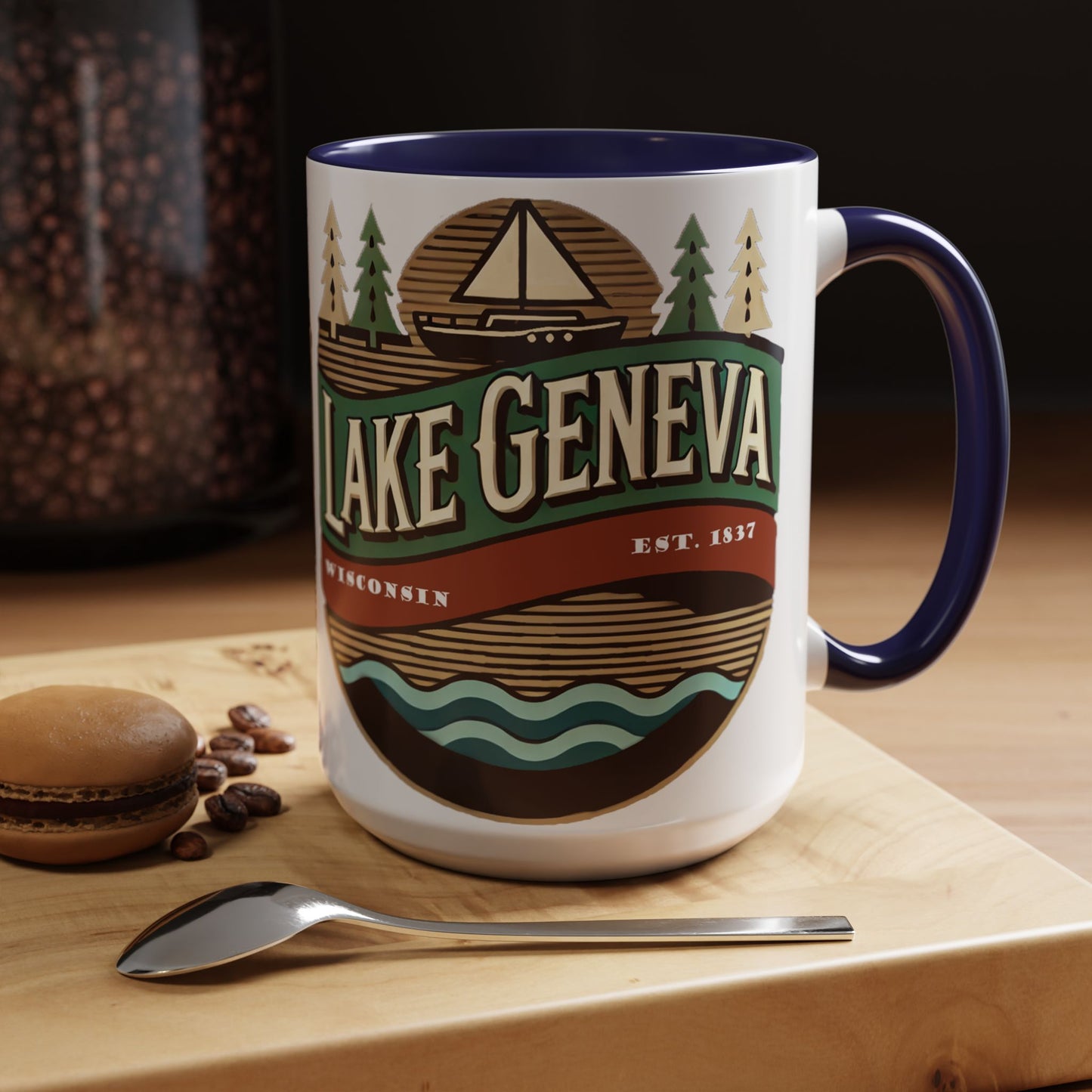 Retro Lake Geneva Accent Coffee Mug