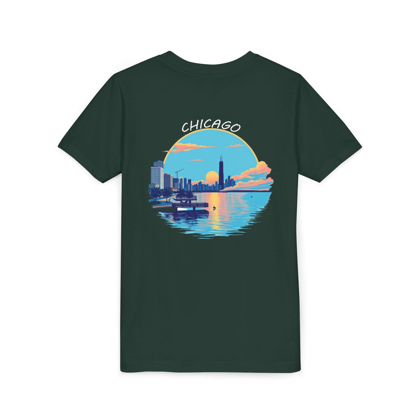 Retro Chicago Sunset Unisex Youth Short Sleeve Tee