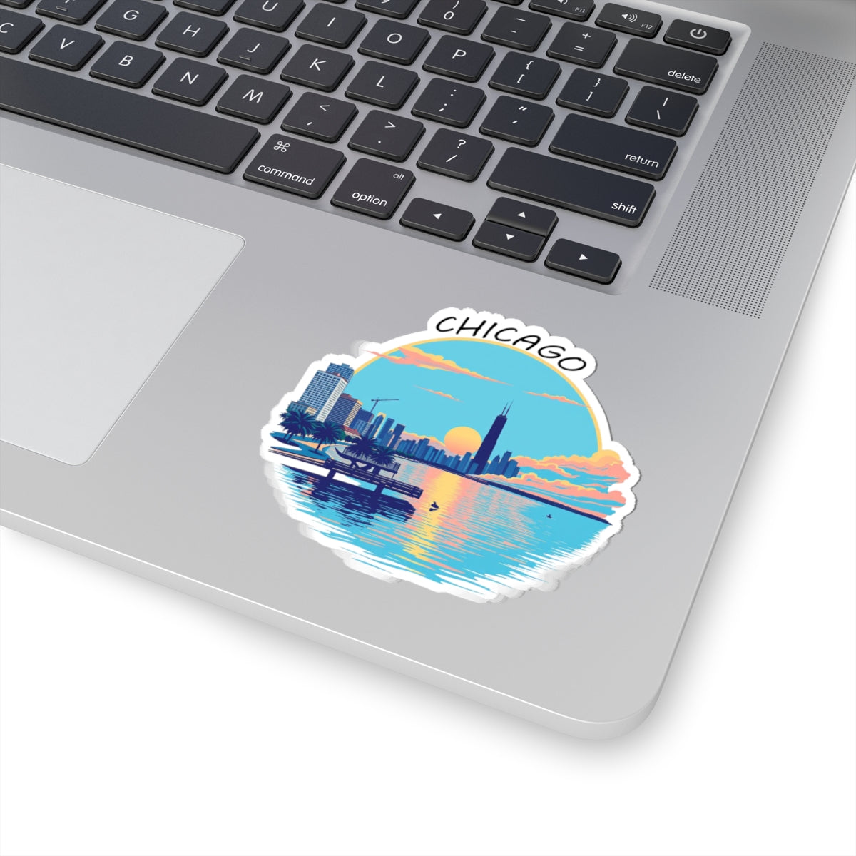 Retro Chicago Sunset Kiss-Cut Sticker