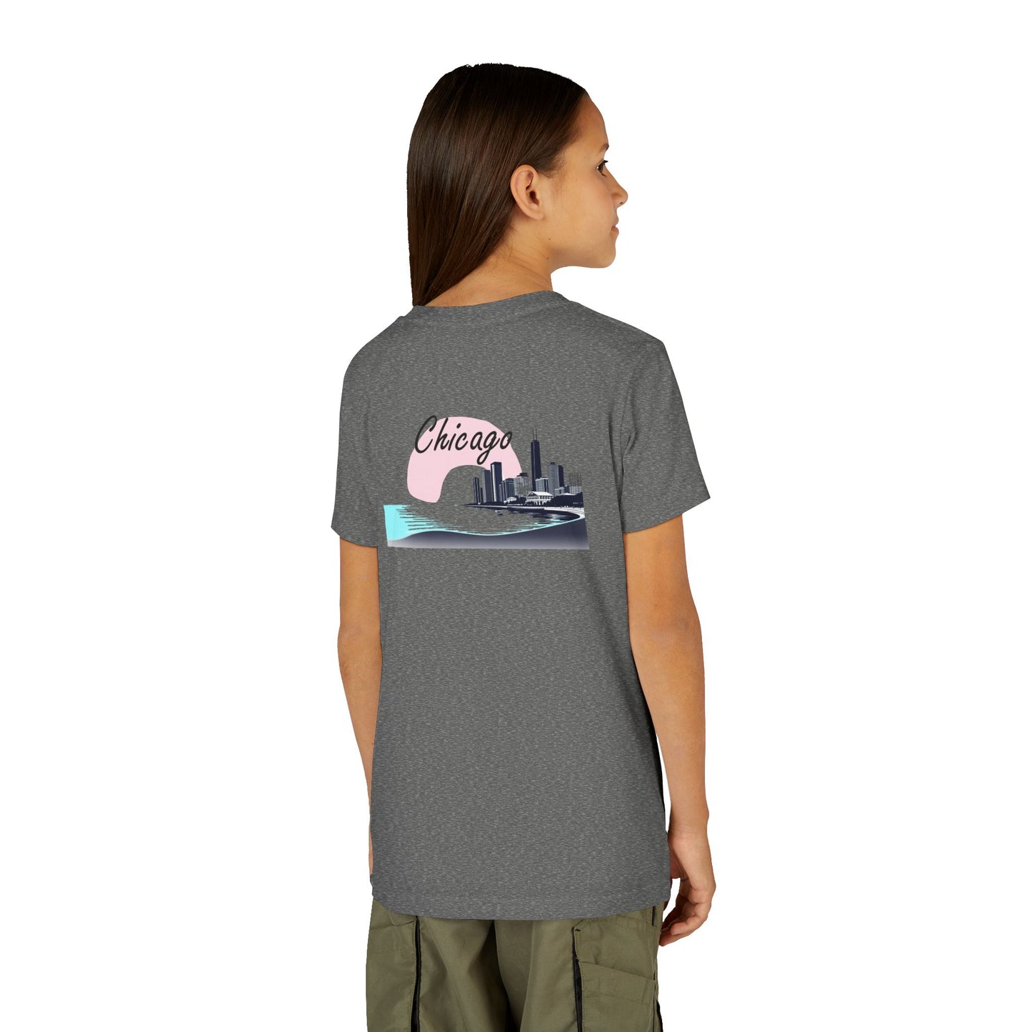 Elegant Chicago Skyline Unisex Youth Short Sleeve Tee