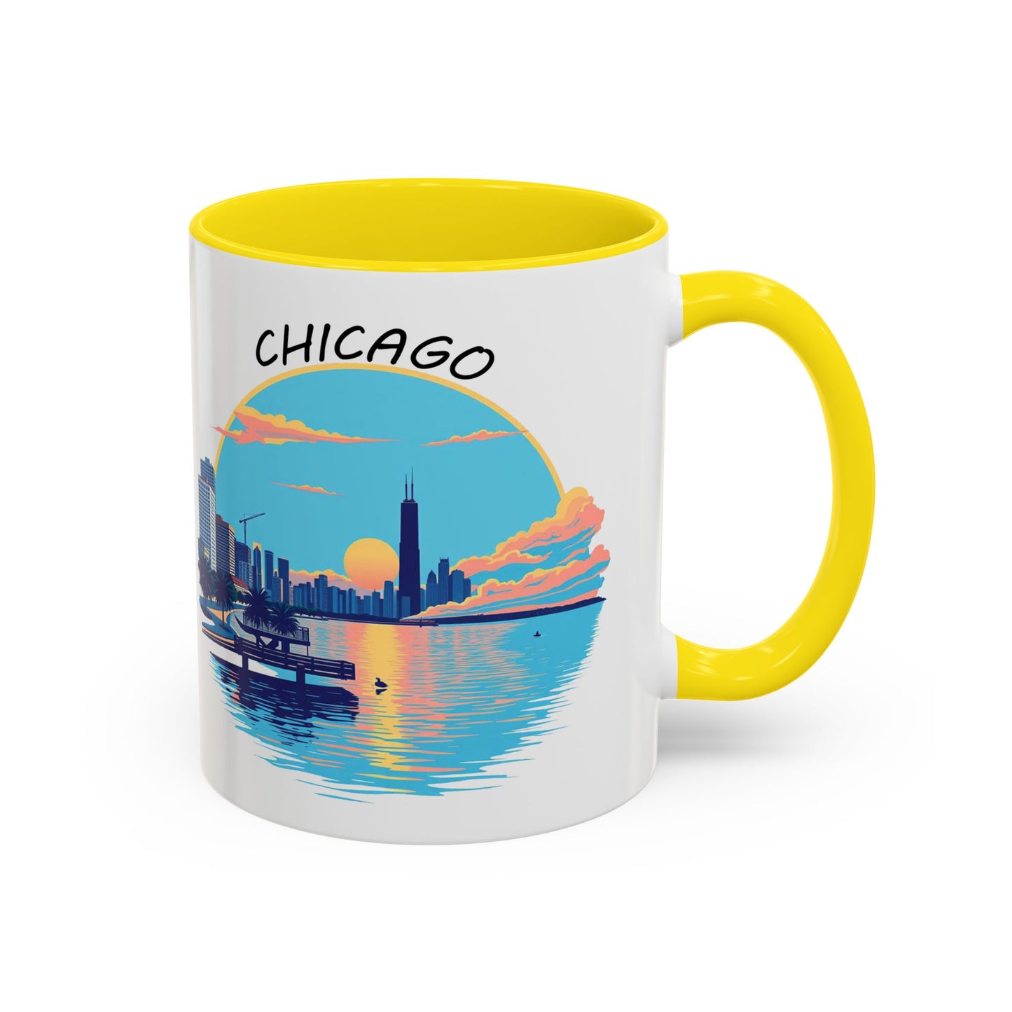 Retro Chicago Sunset Accent Coffee Mug