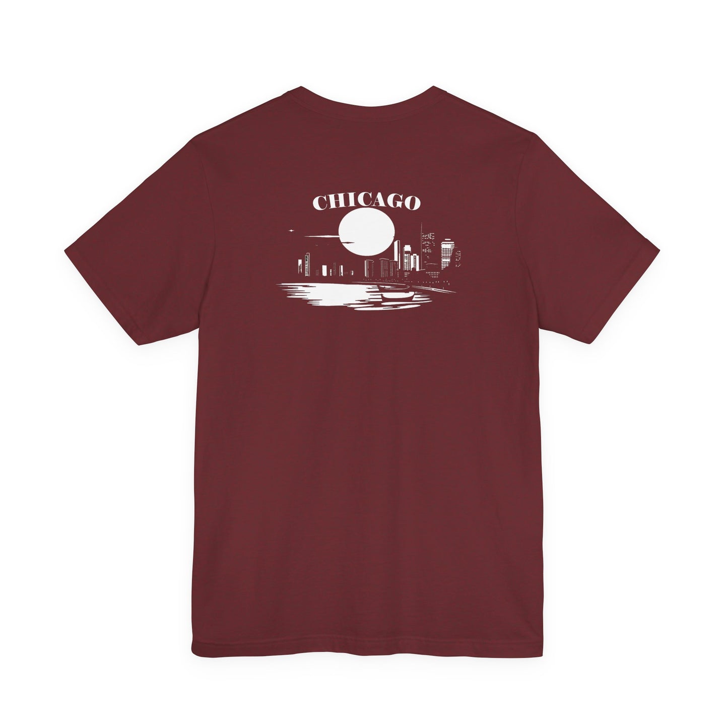 Mystery Noir Chicago Skyline Sunset Unisex Jersey Short Sleeve Tee