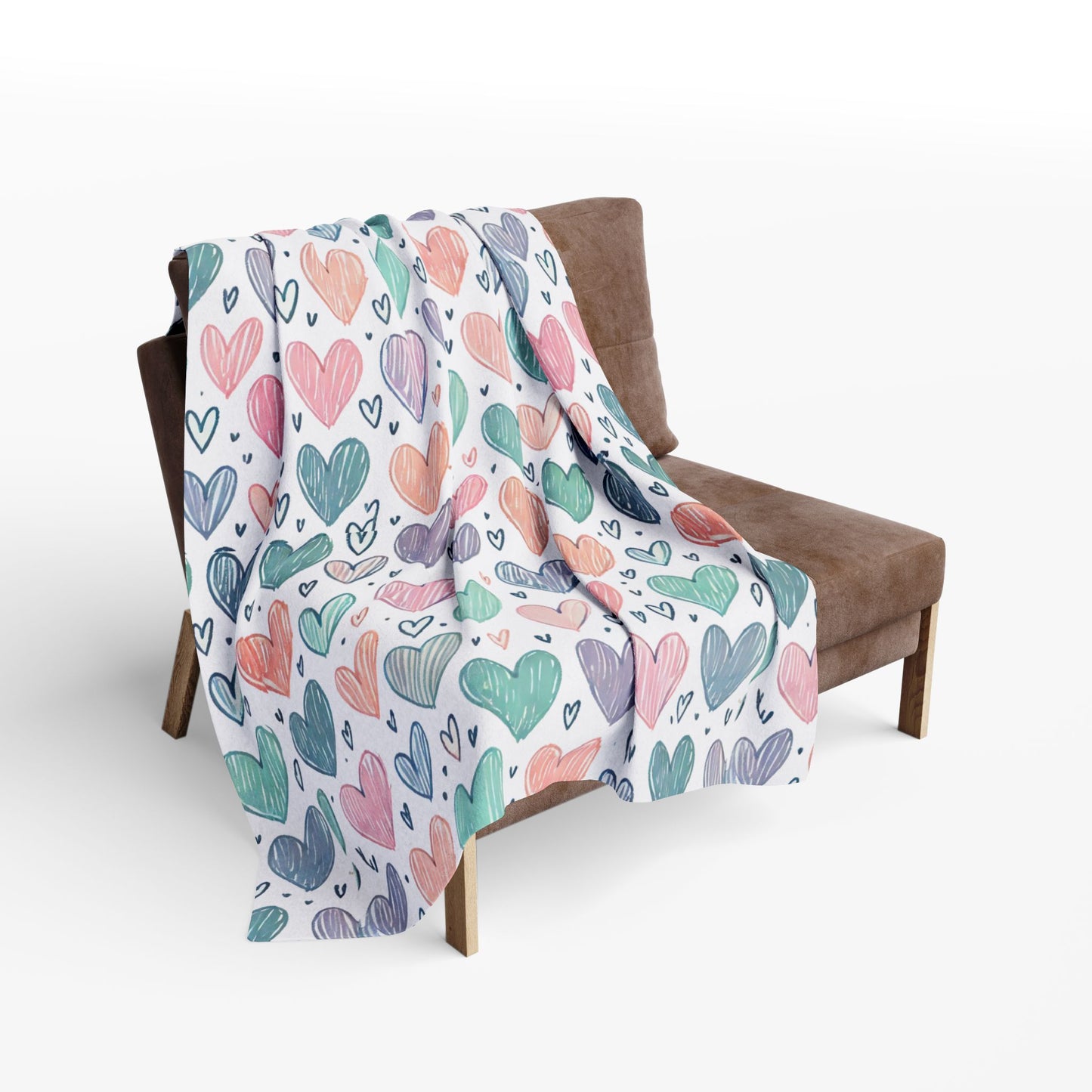 Pastel Heart Print Arctic Fleece Blanket