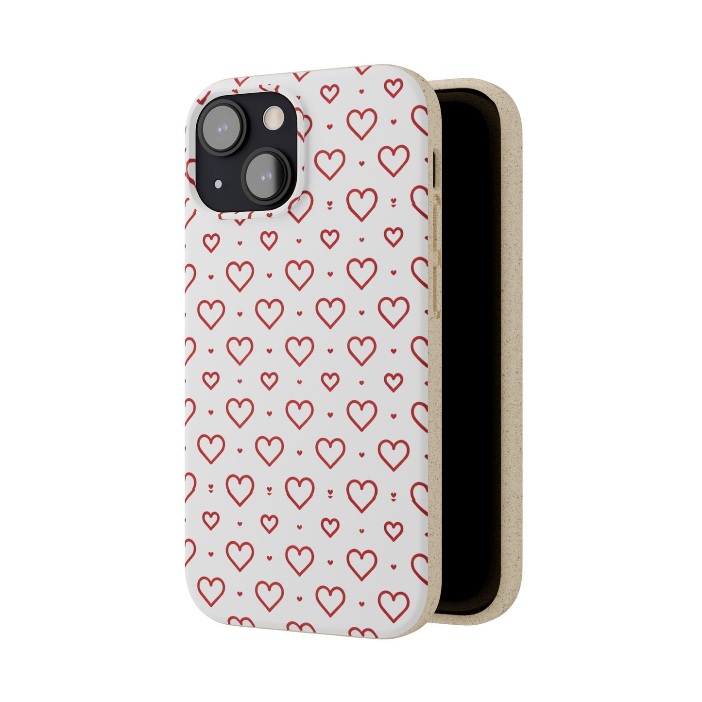Red Hearts Print MagSafe Biodegradable Phone Case