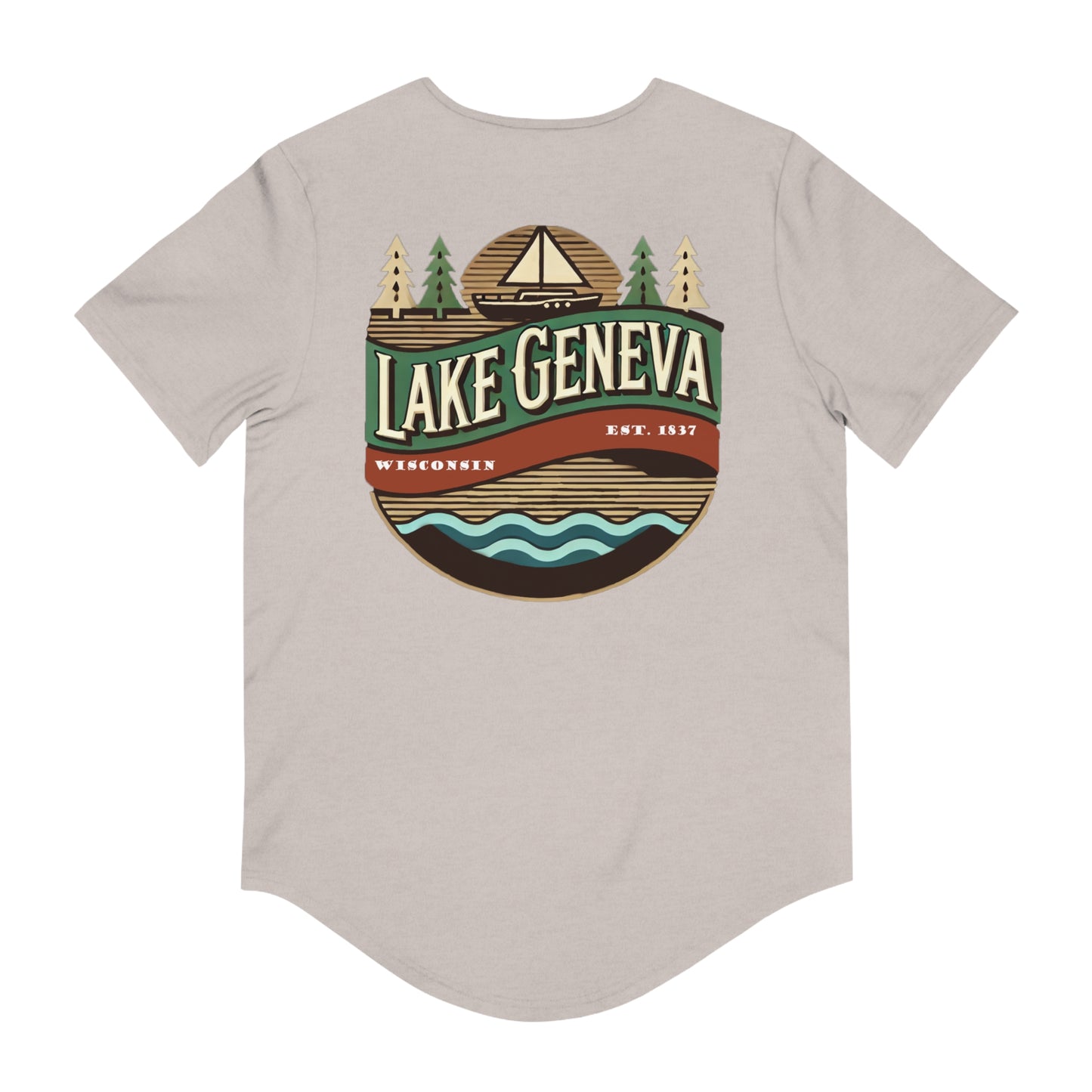 Retro Lake Geneva Men's Jersey Curved Hem Tee