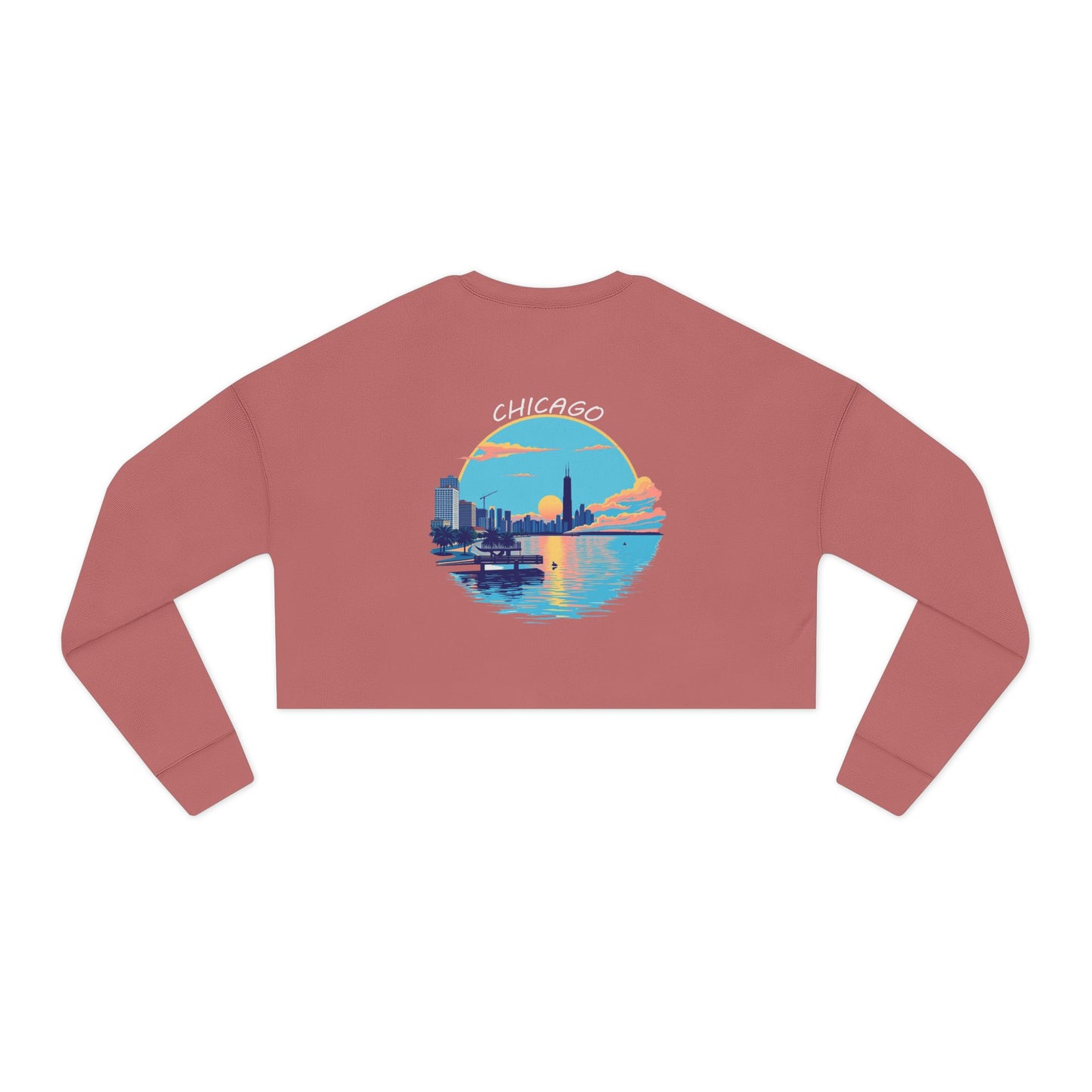 Retro Chicago Sunset Women's Cropped Sweatshirt