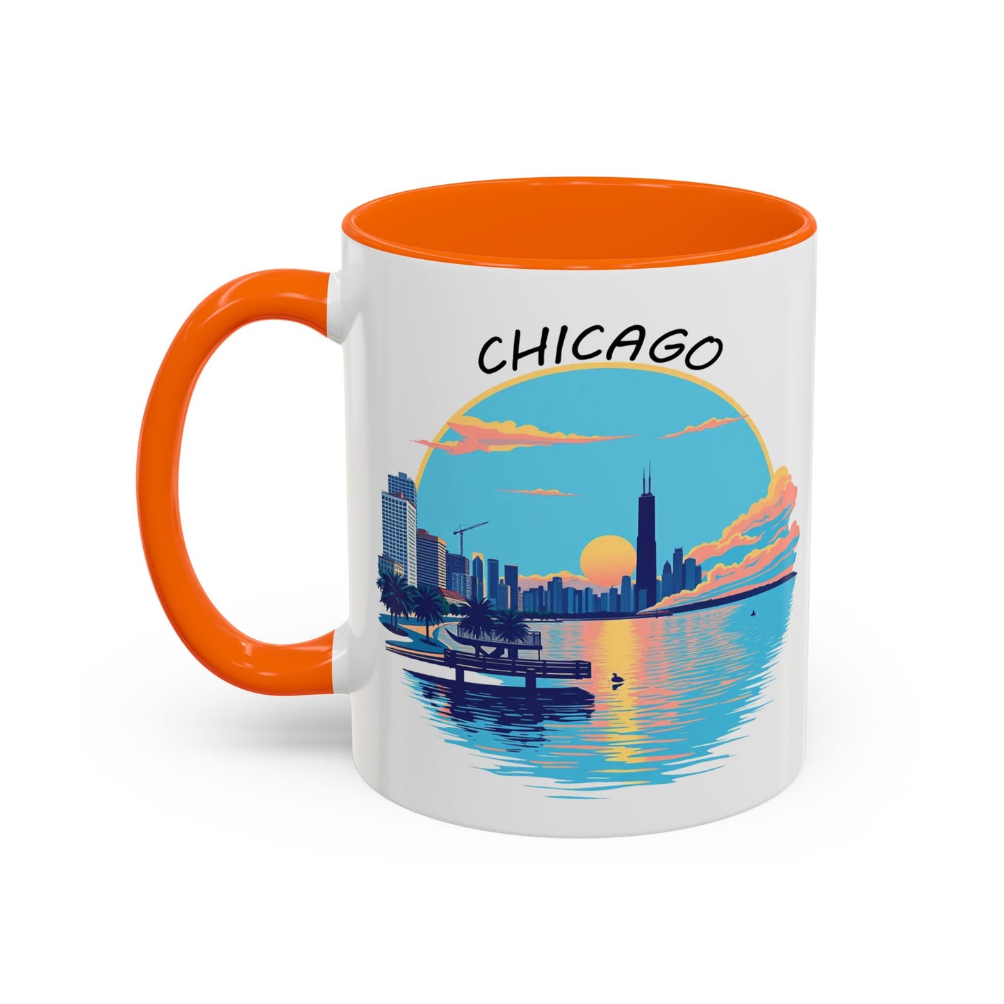 Retro Chicago Sunset Accent Coffee Mug