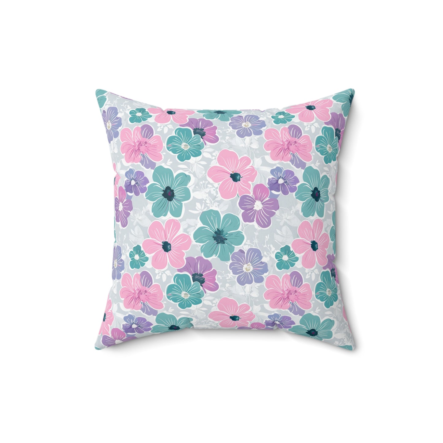 Pastel Floral Print Throw Pillow