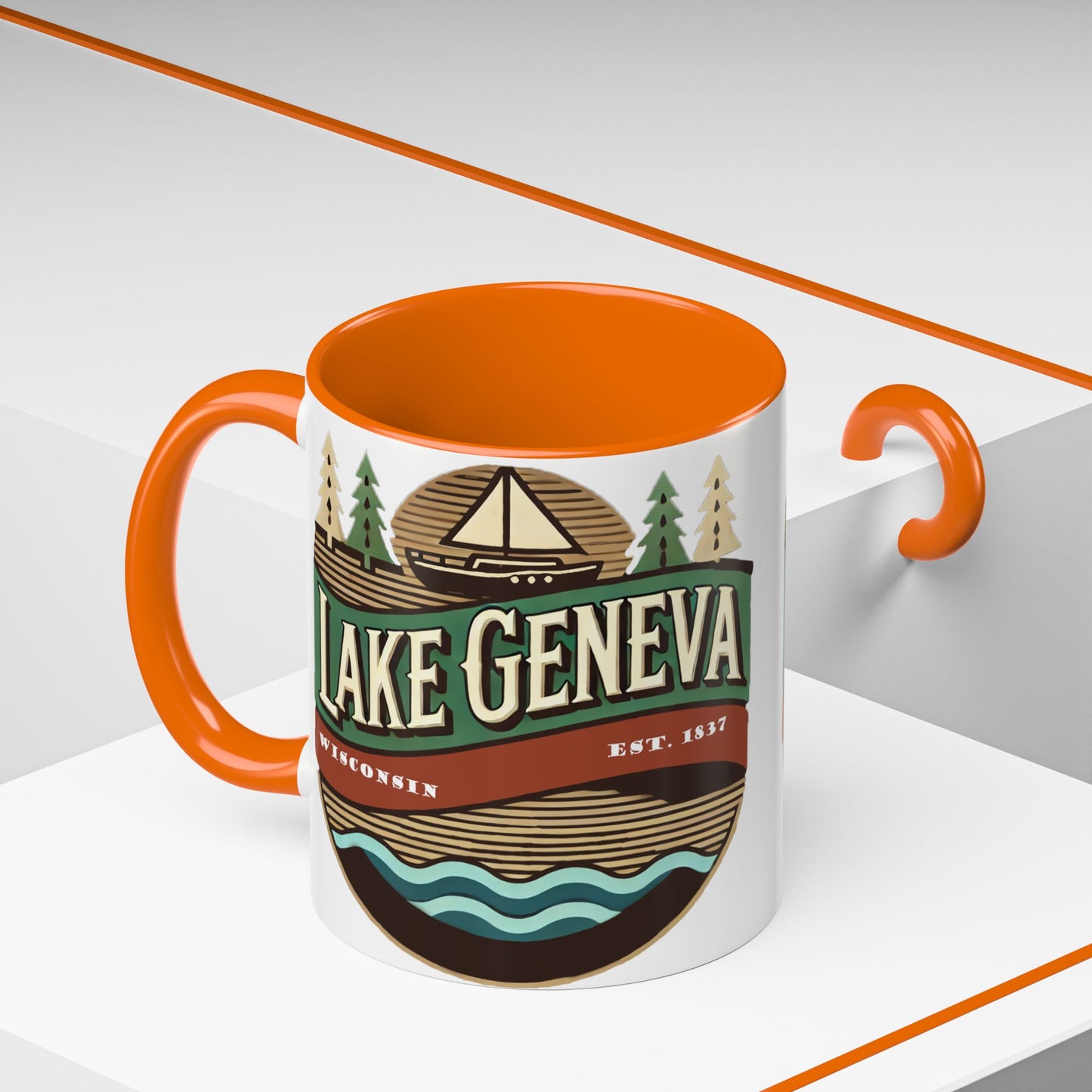 Retro Lake Geneva Accent Coffee Mug
