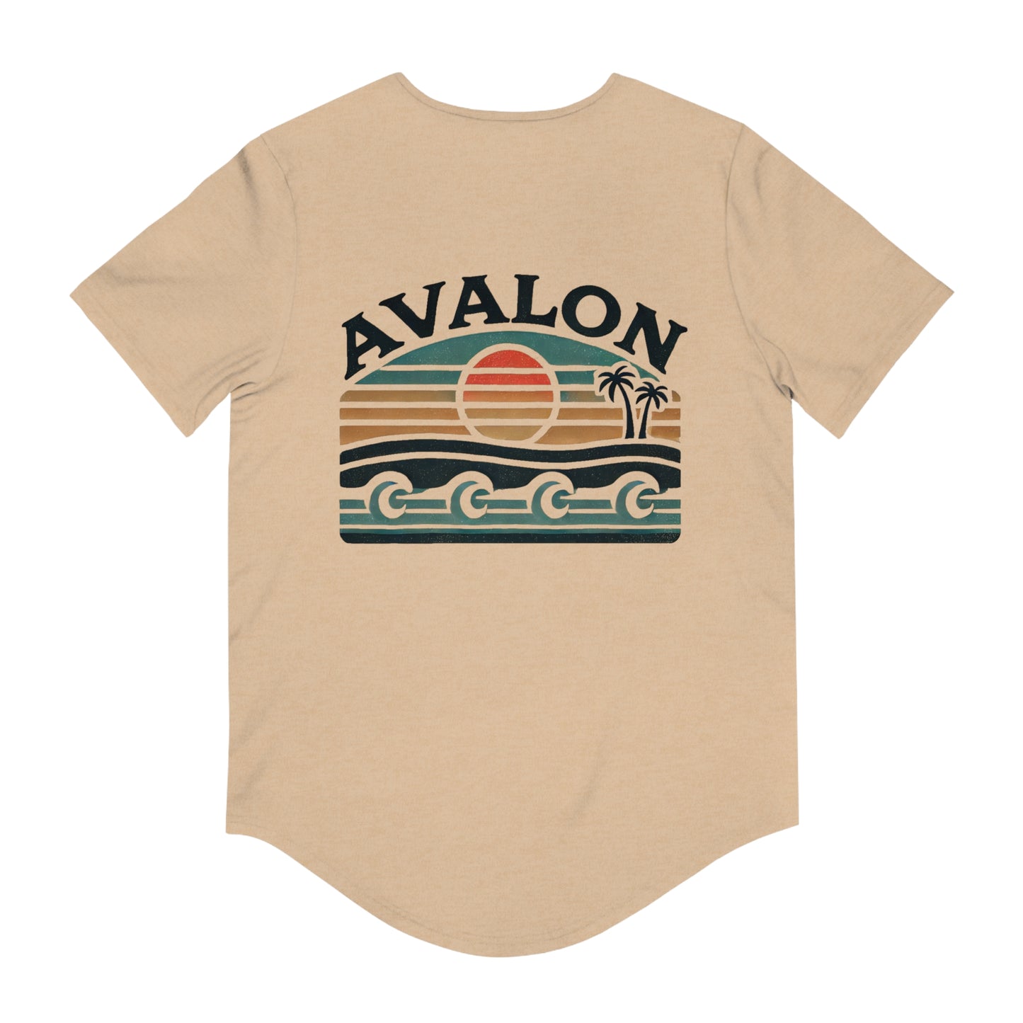Retro Avalon Sunset Men's Jersey Curved Hem Tee