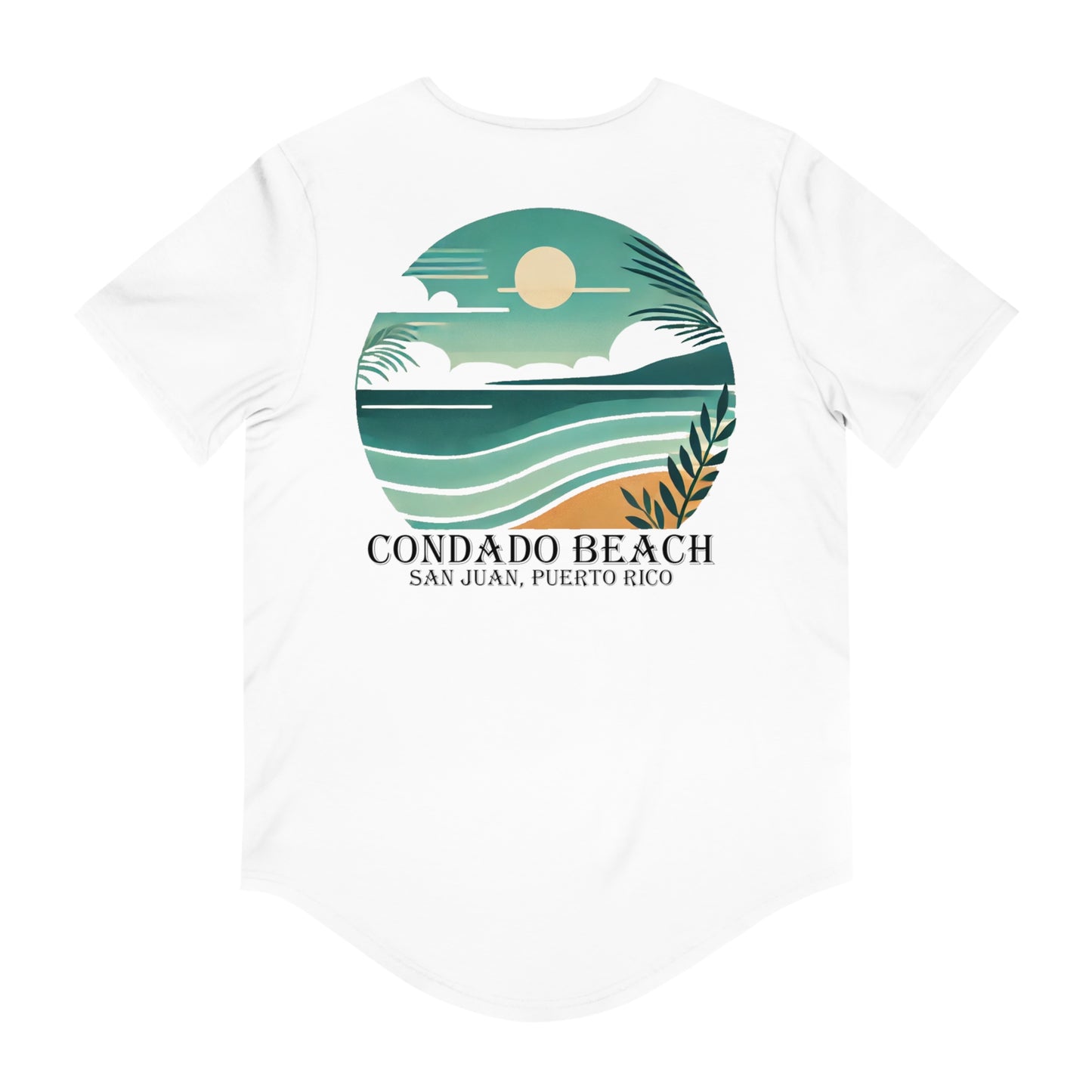 Coastal Vibes Condado Beach Men's Jersey Curved Hem Tee