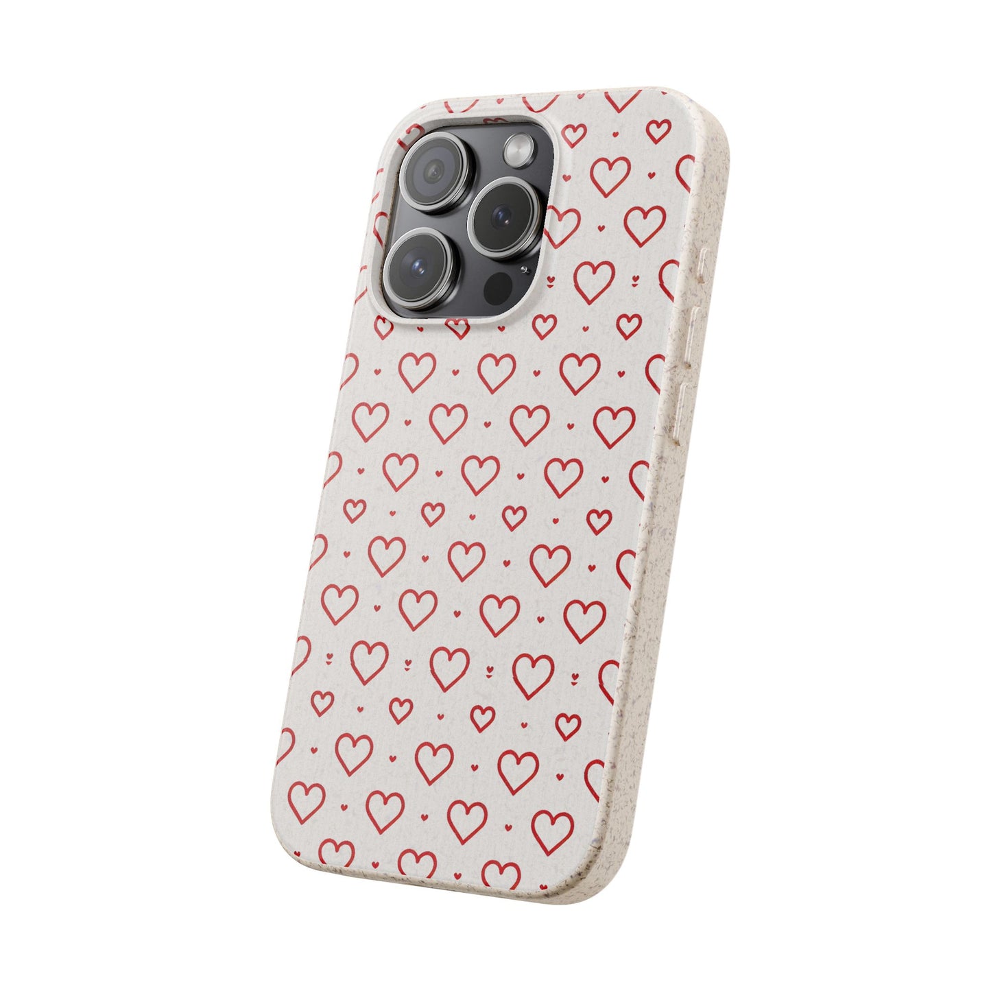 Red Hearts Print MagSafe Biodegradable Phone Case