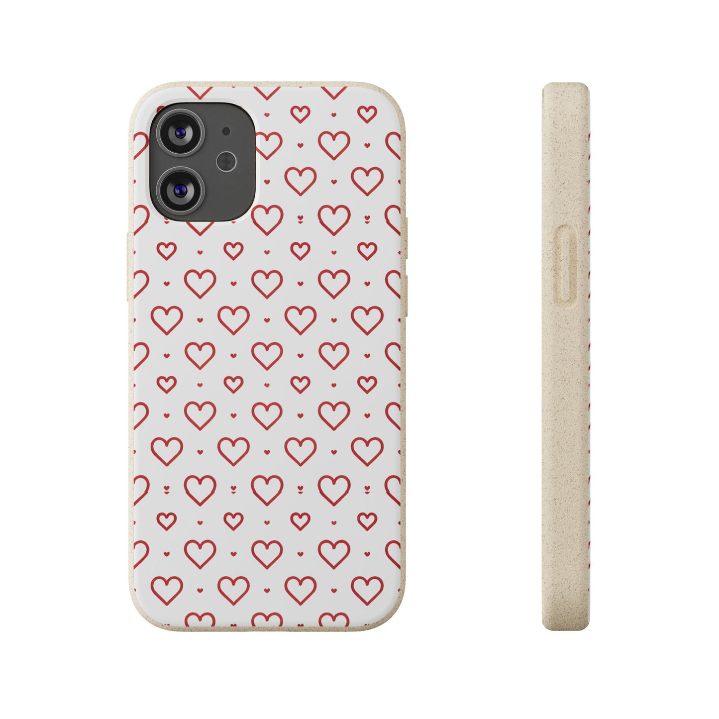 Red Hearts Print MagSafe Biodegradable Phone Case