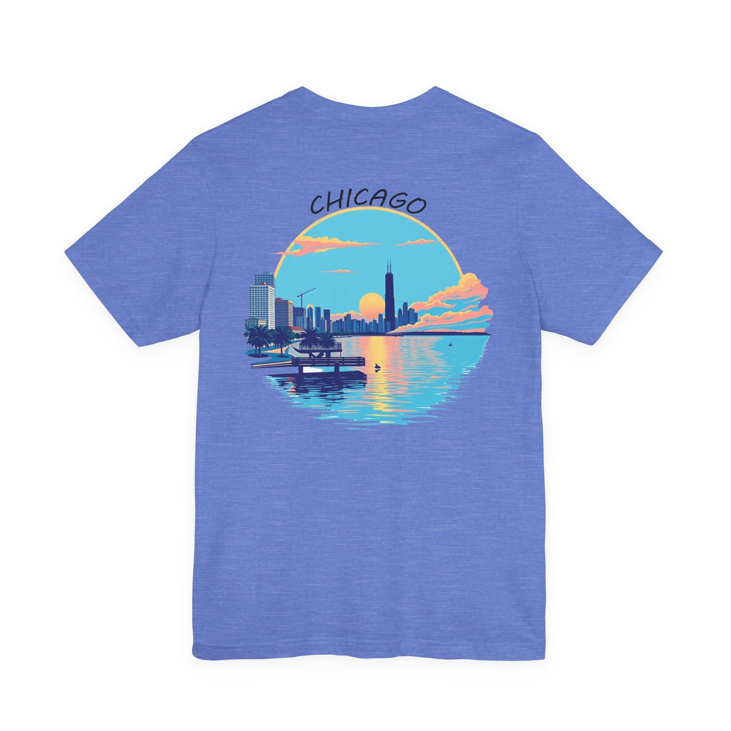 Retro Chicago Sunset Unisex Jersey Short Sleeve Tee