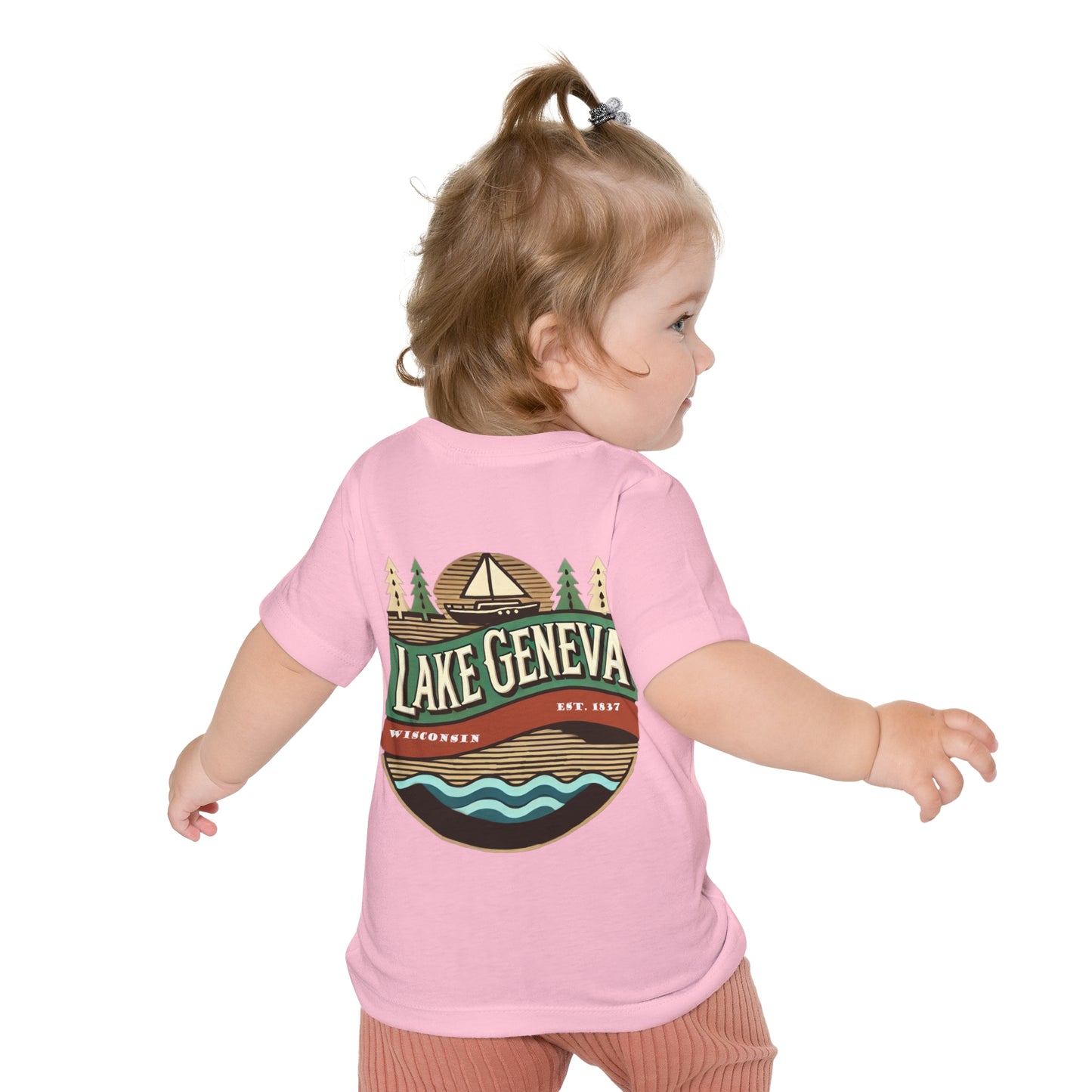 Retro Lake Geneva Unisex Baby Short Sleeve T-Shirt