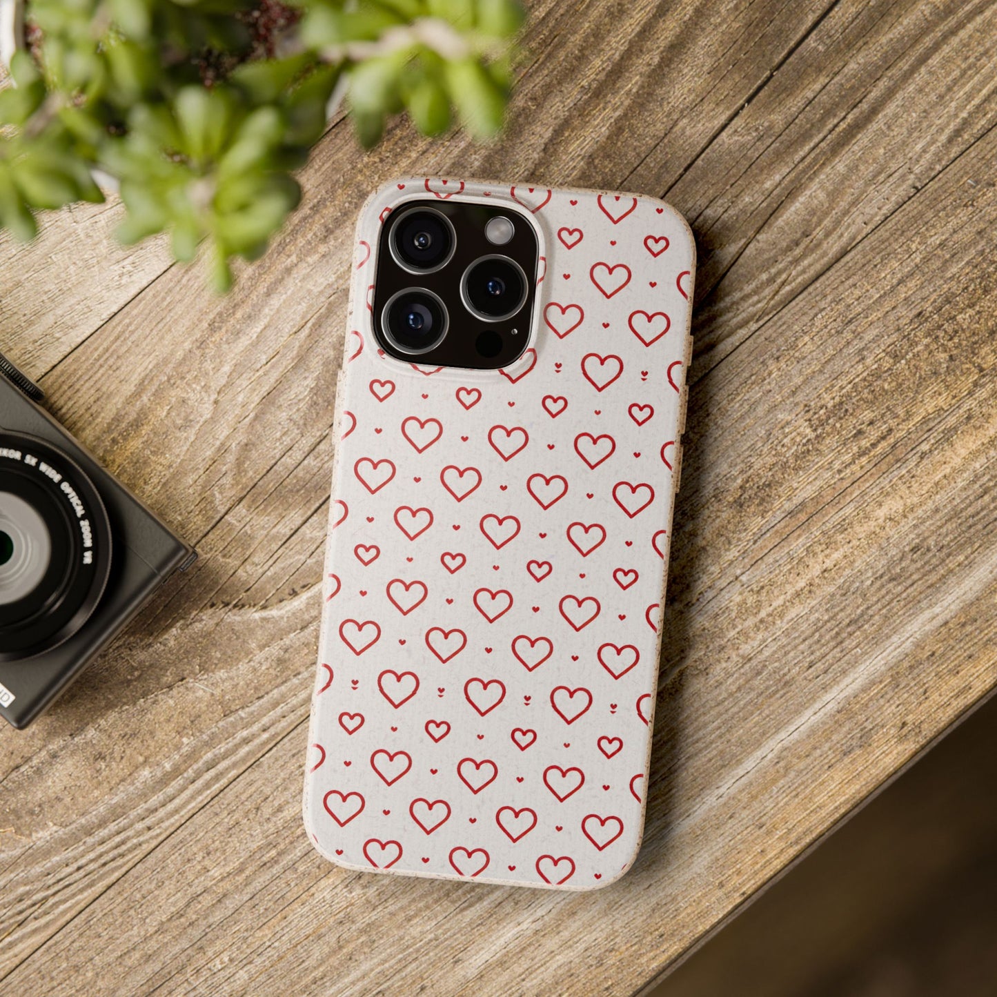 Red Hearts Print MagSafe Biodegradable Phone Case