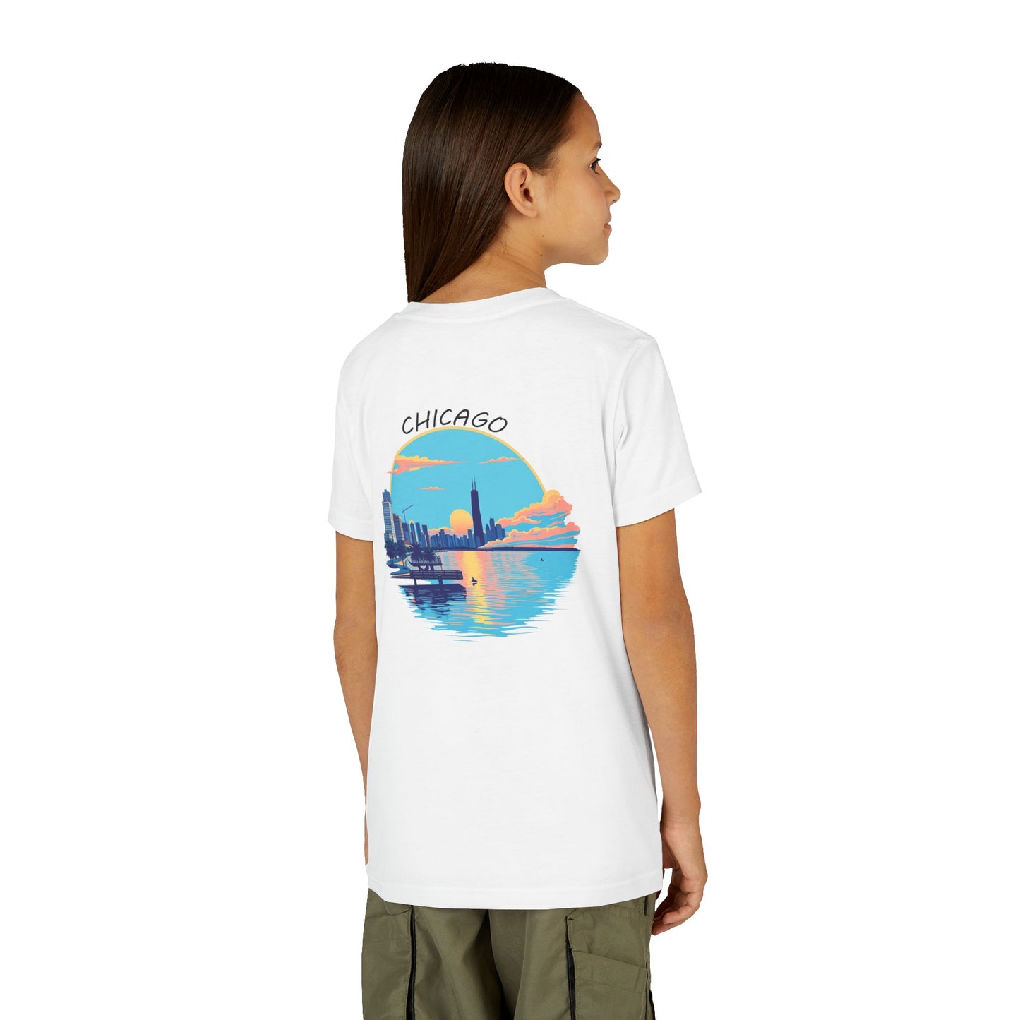 Retro Chicago Sunset Unisex Youth Short Sleeve Tee