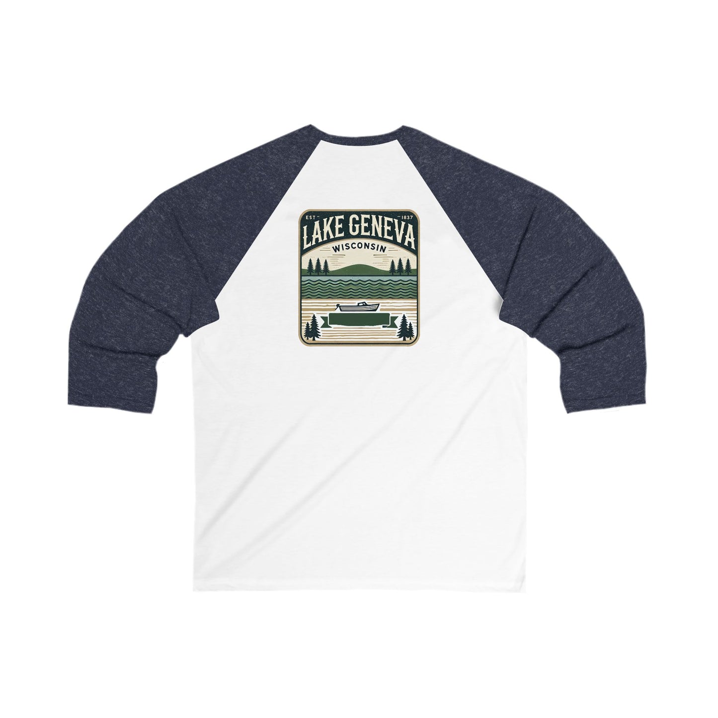 Vintage Lake Geneva Men's 3/4 Sleeve Baseball Tee