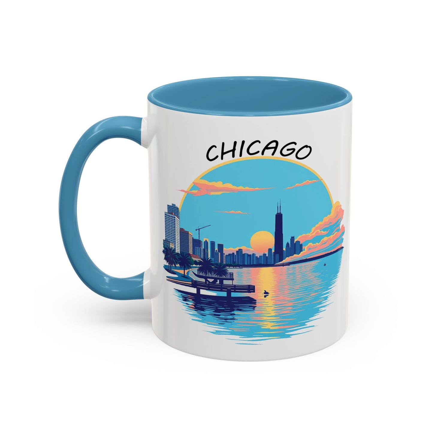 Retro Chicago Sunset Accent Coffee Mug