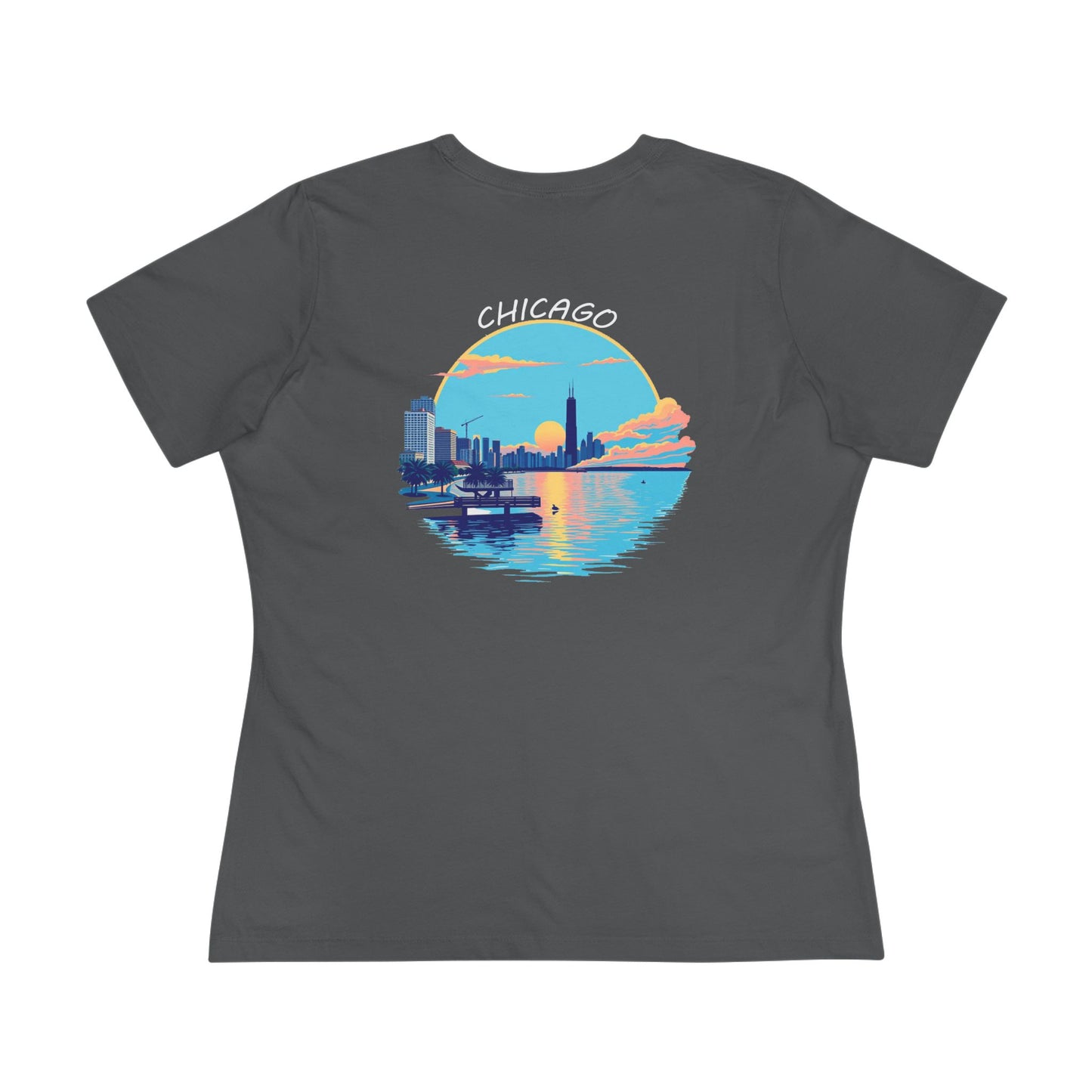 Retro Chicago Sunset Women's Cotton Tee