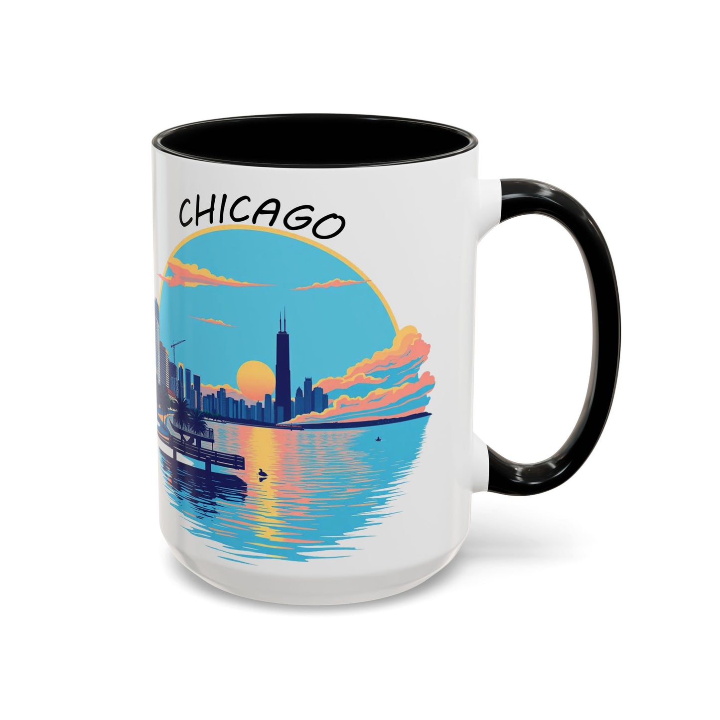 Retro Chicago Sunset Accent Coffee Mug