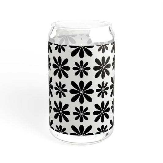 Black Flower Sipper Glass