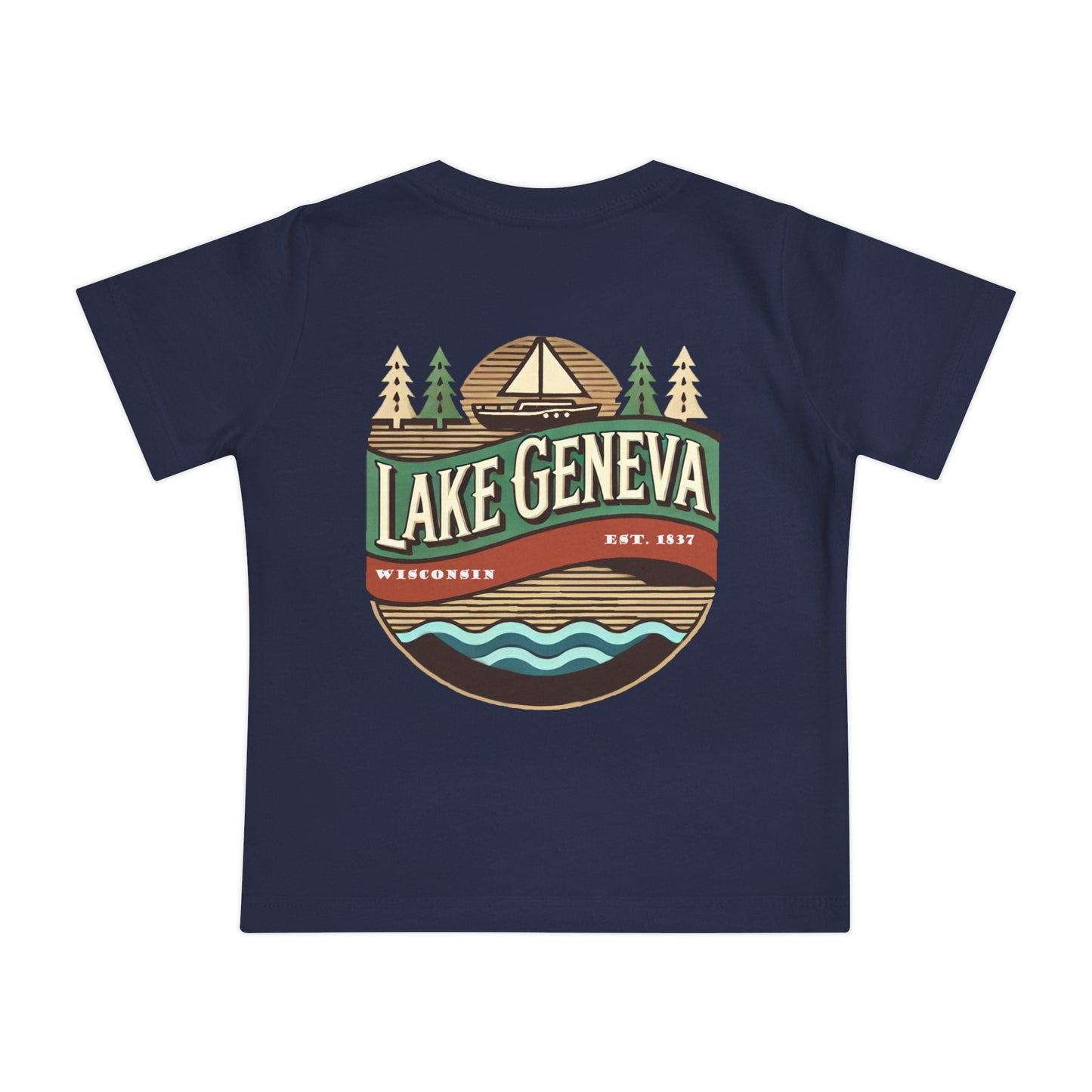 Retro Lake Geneva Unisex Baby Short Sleeve T-Shirt