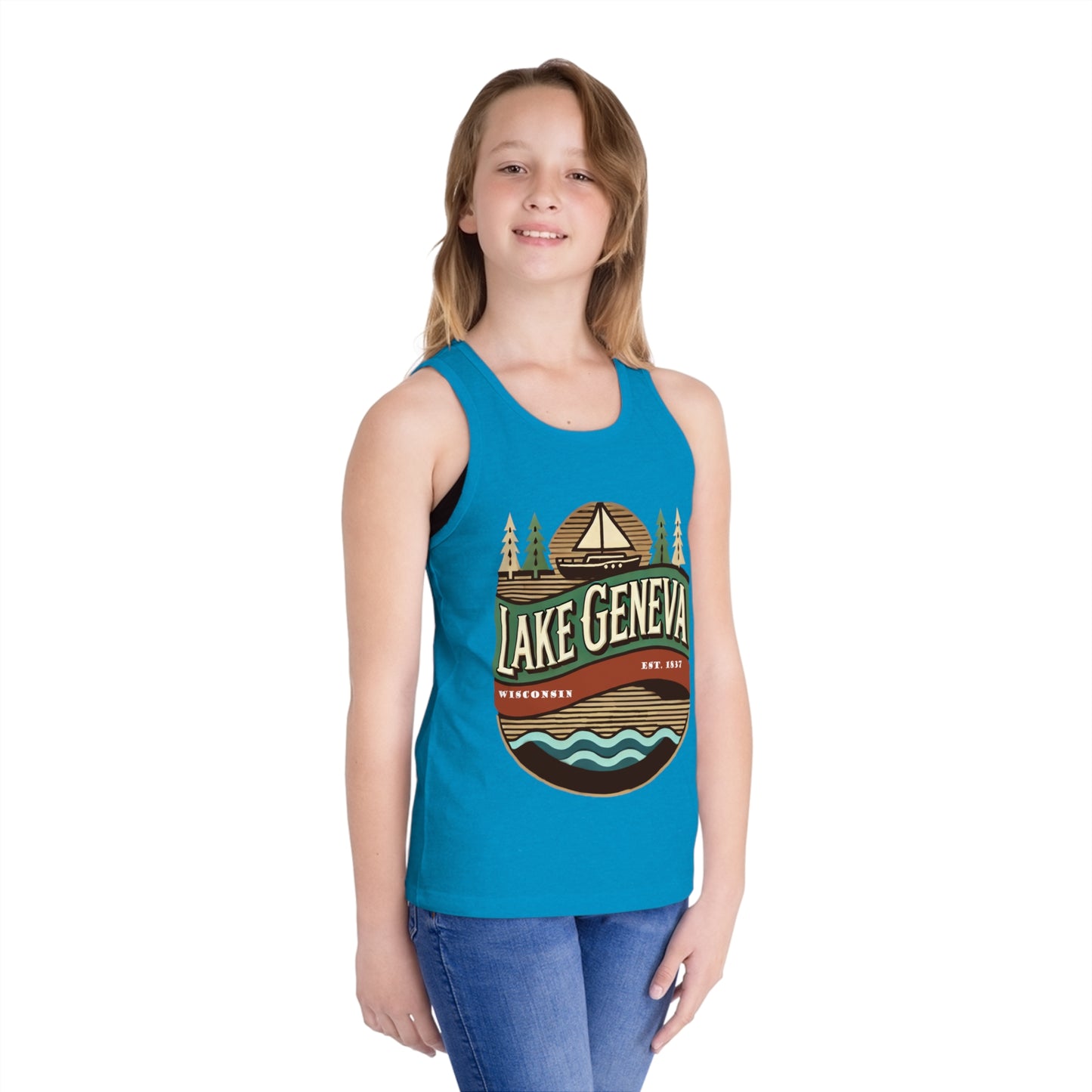 Retro Lake Geneva Unisex Kids Jersey Tank Top