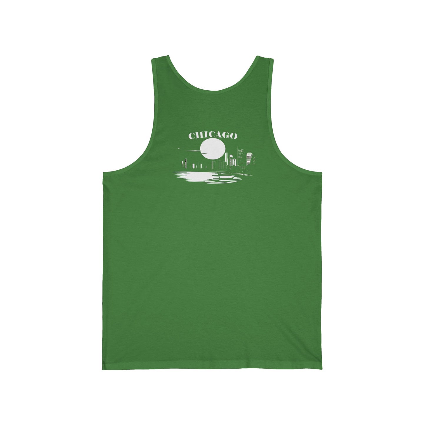 Mystery Noir Chicago Skyline Sunset Unisex Jersey Tank