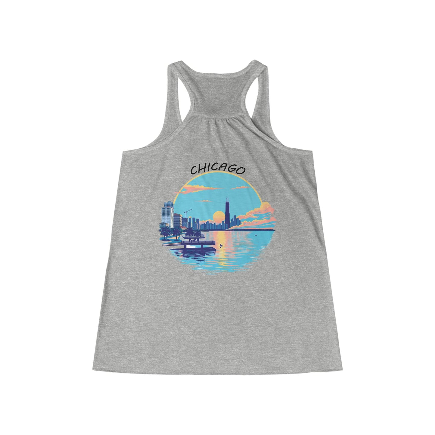 Retro Chicago Sunset Women's Flowy Racerback Tank