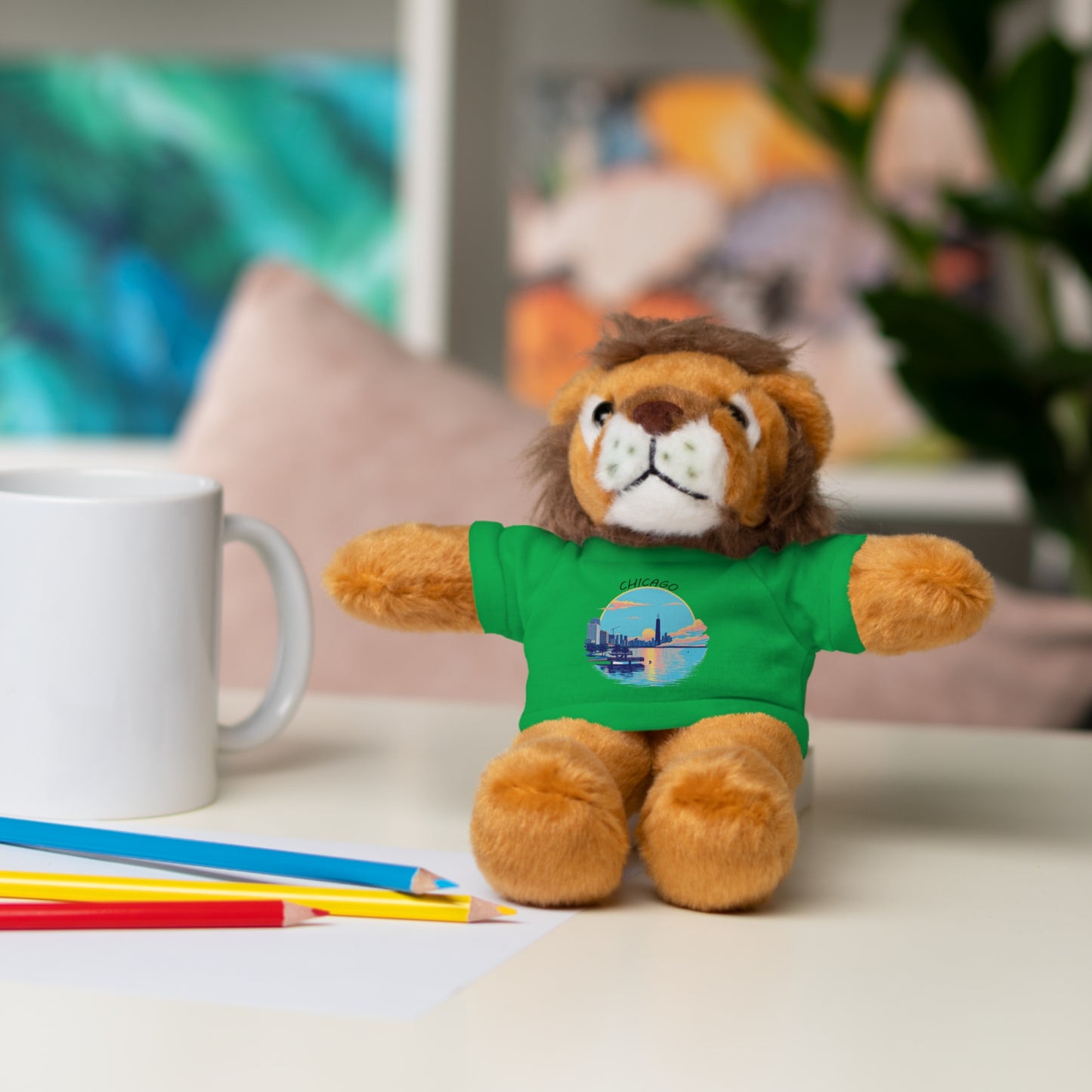Retro Chicago Sunset Stuffed Animals with Tee