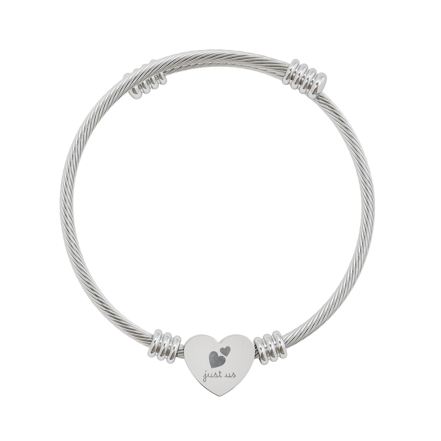 Just Us — Engraved Heart Cuff Bracelet