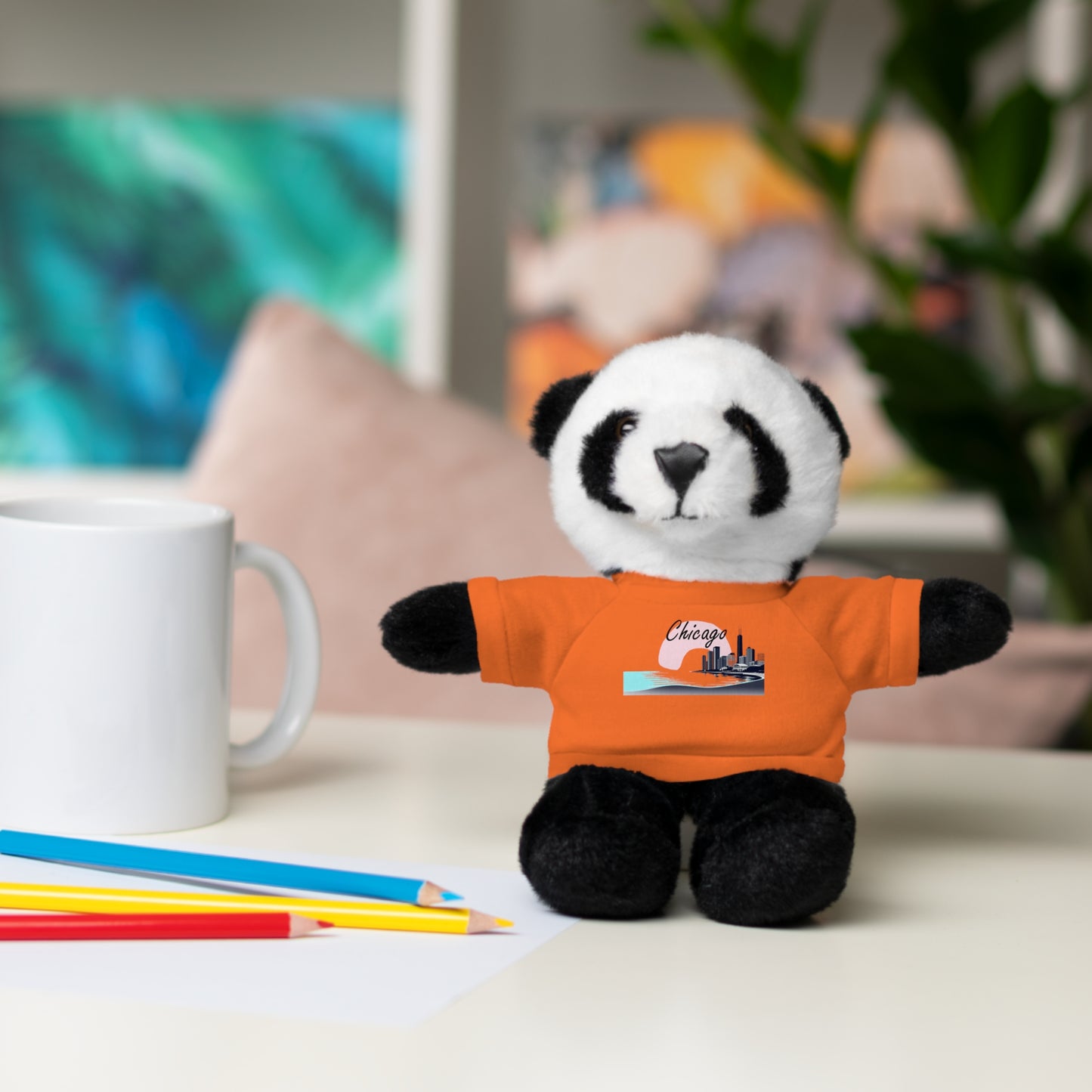 Elegant Chicago Skyline Stuffed Animals with Tee