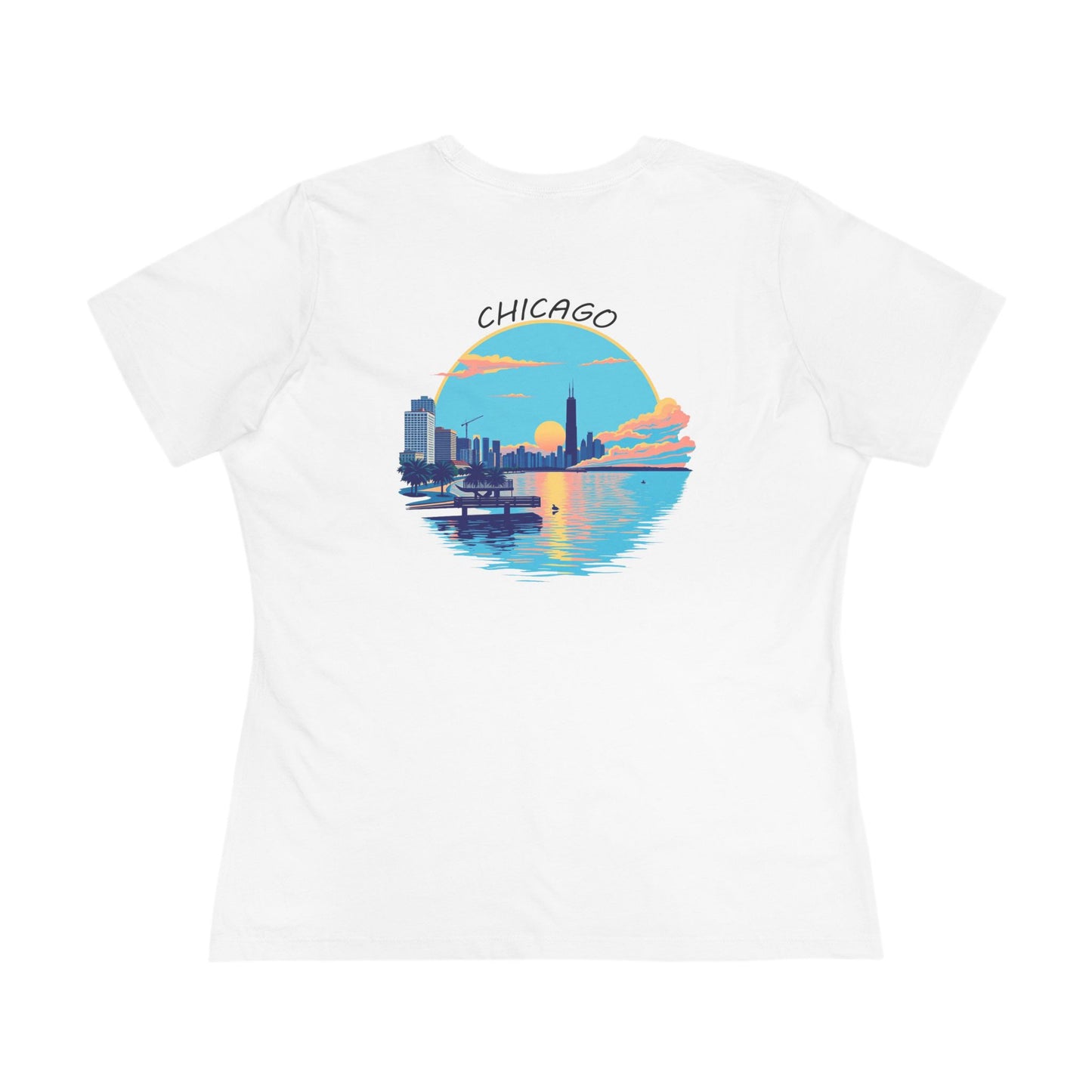Retro Chicago Sunset Women's Cotton Tee