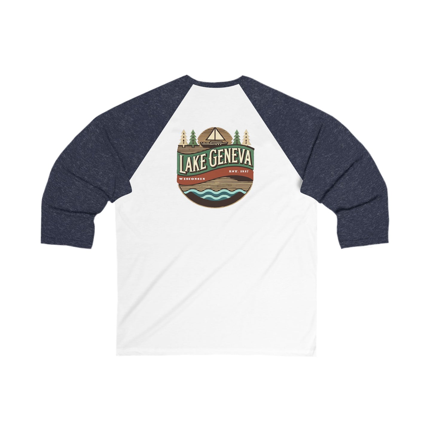 Retro Lake Geneva Men's 3/4 Sleeve Baseball Tee