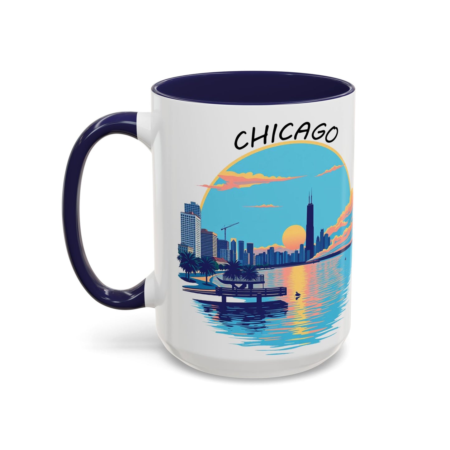 Retro Chicago Sunset Accent Coffee Mug