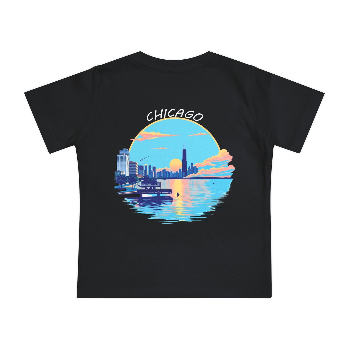 Retro Chicago Sunset Unisex Baby Short Sleeve T-Shirt