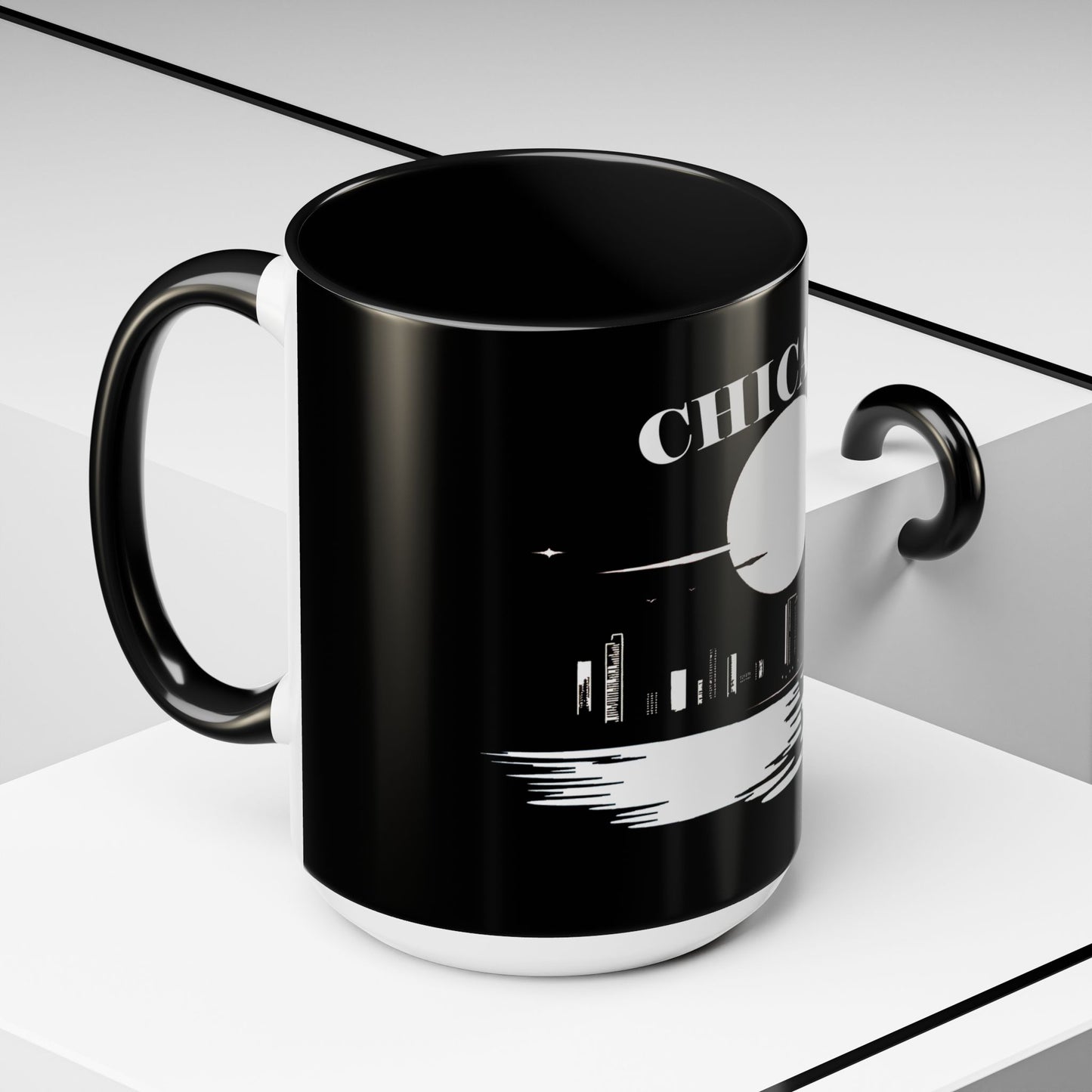 Mystery Noir Chicago Skyline Sunset Accent Coffee Mug