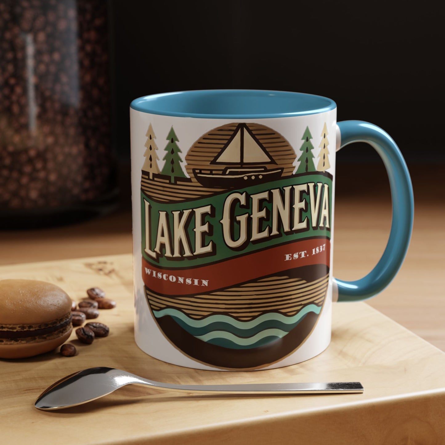 Retro Lake Geneva Accent Coffee Mug