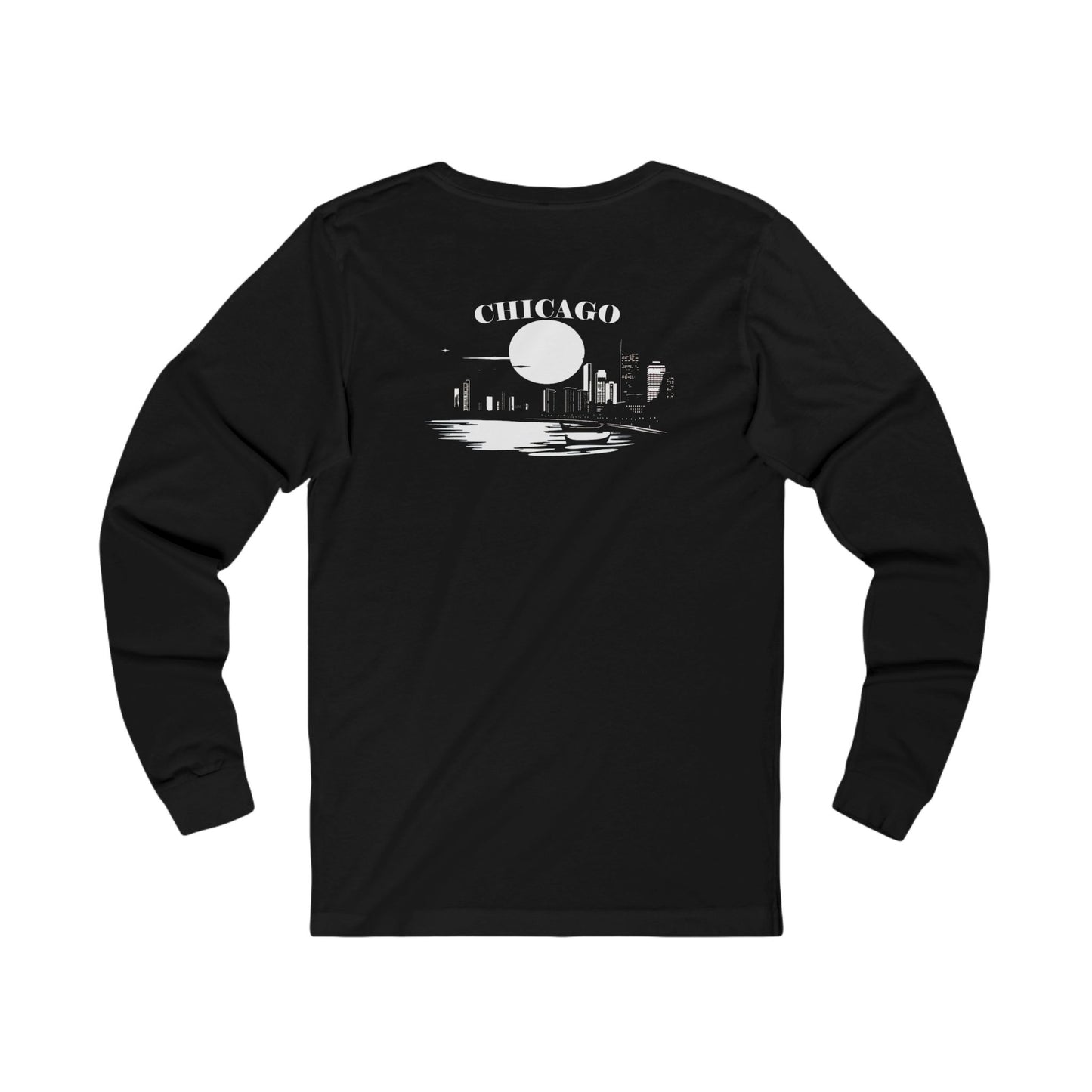 Mystery Noir Chicago Skyline Sunset Unisex Jersey Long Sleeve Tee