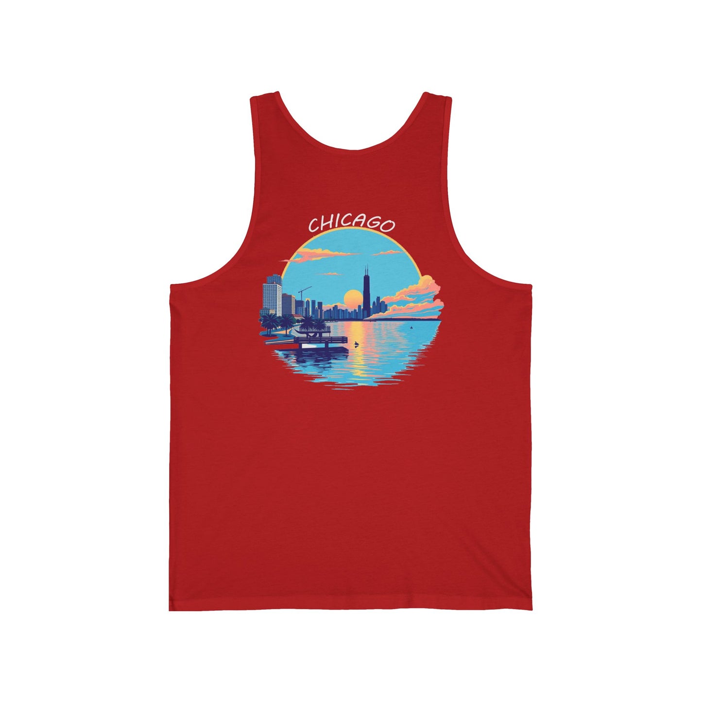 Retro Chicago Sunset Unisex Jersey Tank