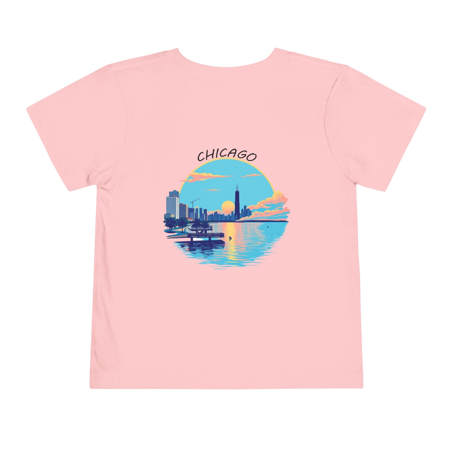 Retro Chicago Sunset Unisex Toddler Short Sleeve Tee