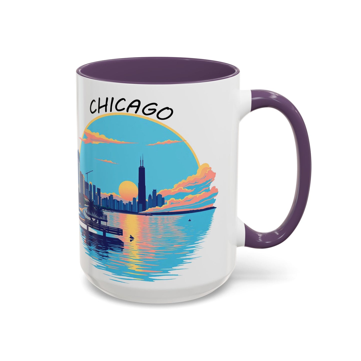 Retro Chicago Sunset Accent Coffee Mug