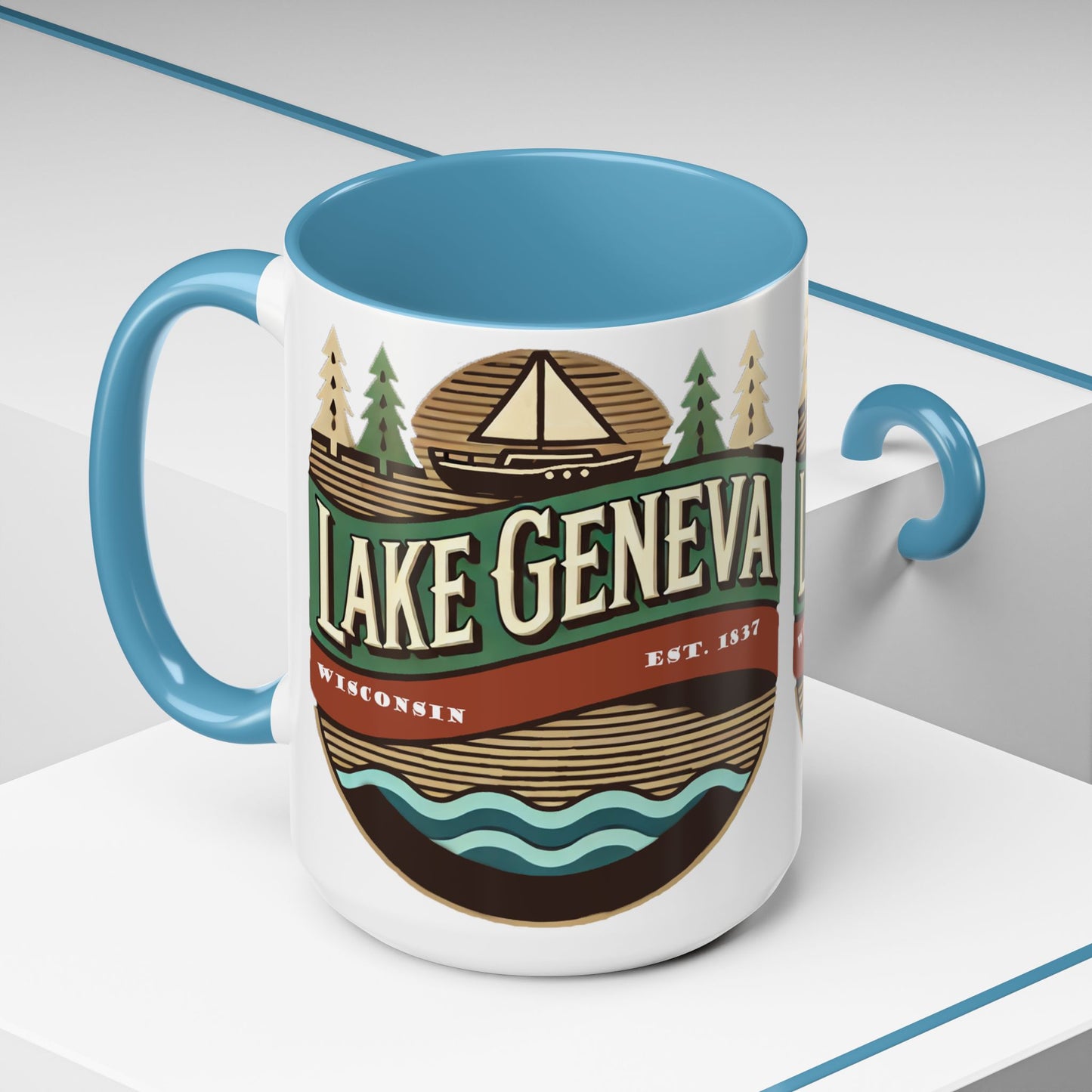 Retro Lake Geneva Accent Coffee Mug
