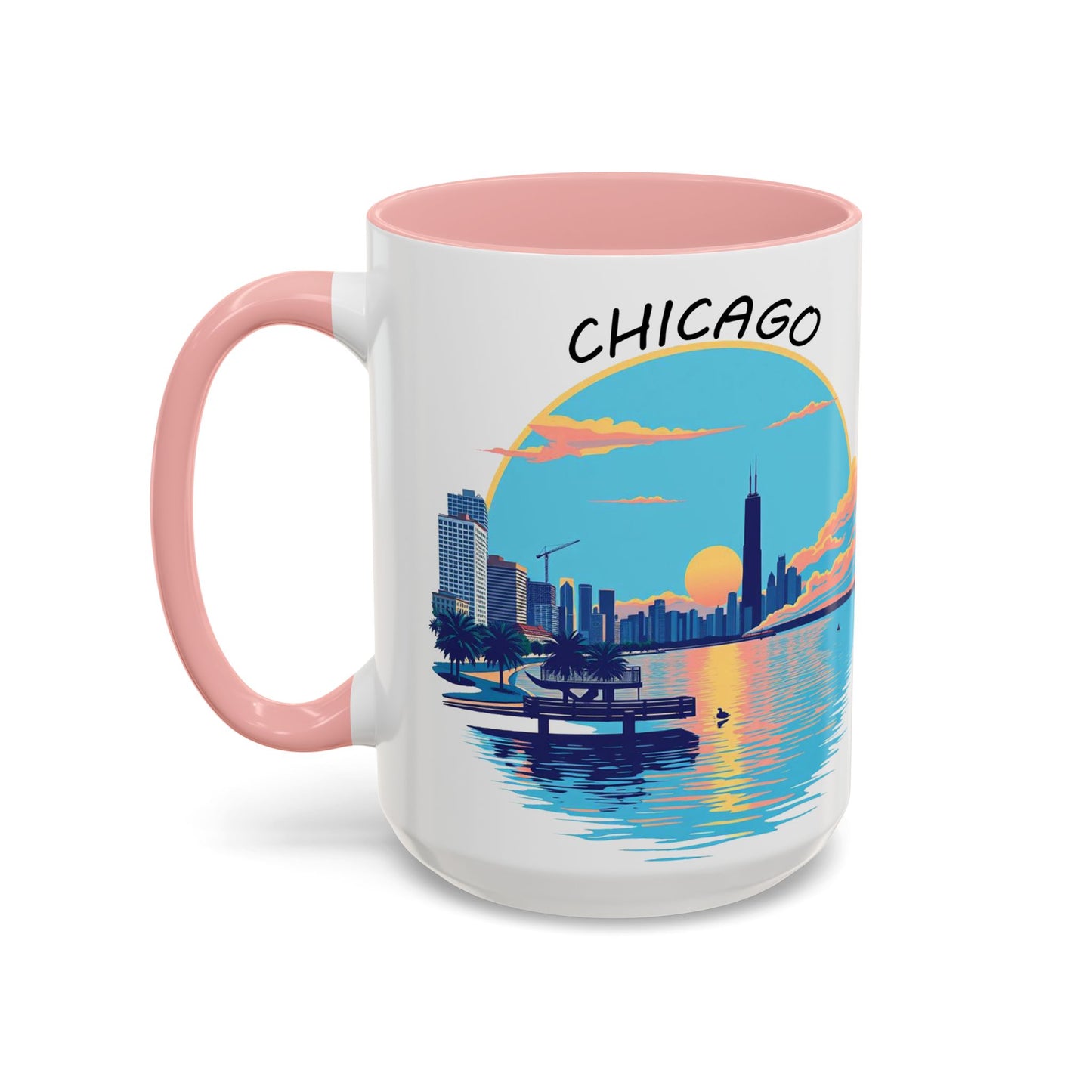 Retro Chicago Sunset Accent Coffee Mug