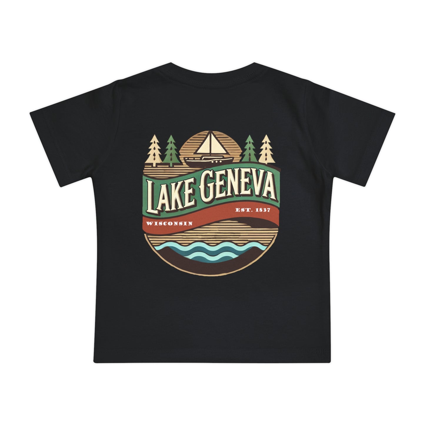 Retro Lake Geneva Unisex Baby Short Sleeve T-Shirt